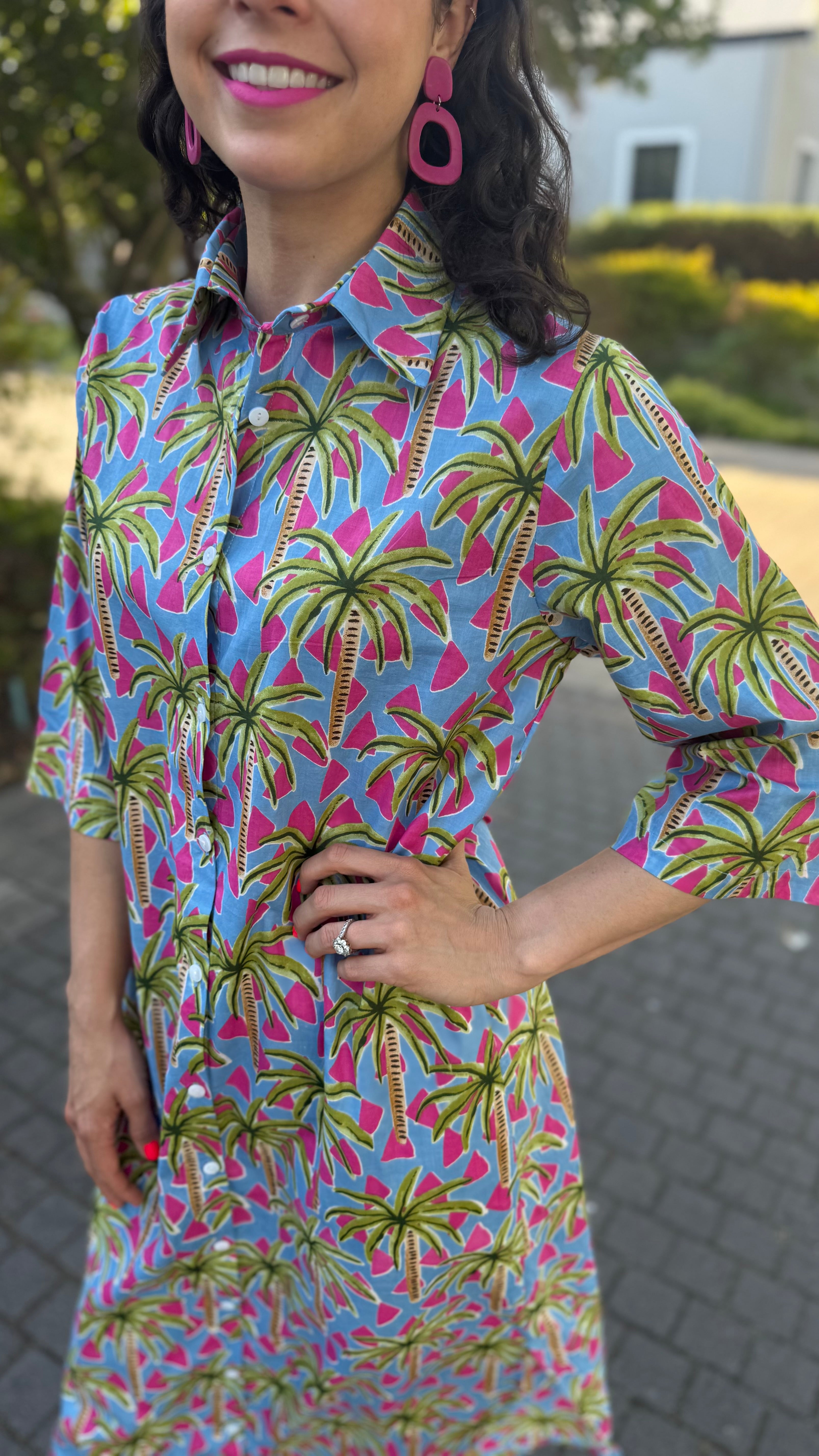 Jennifer dress - Blue palm