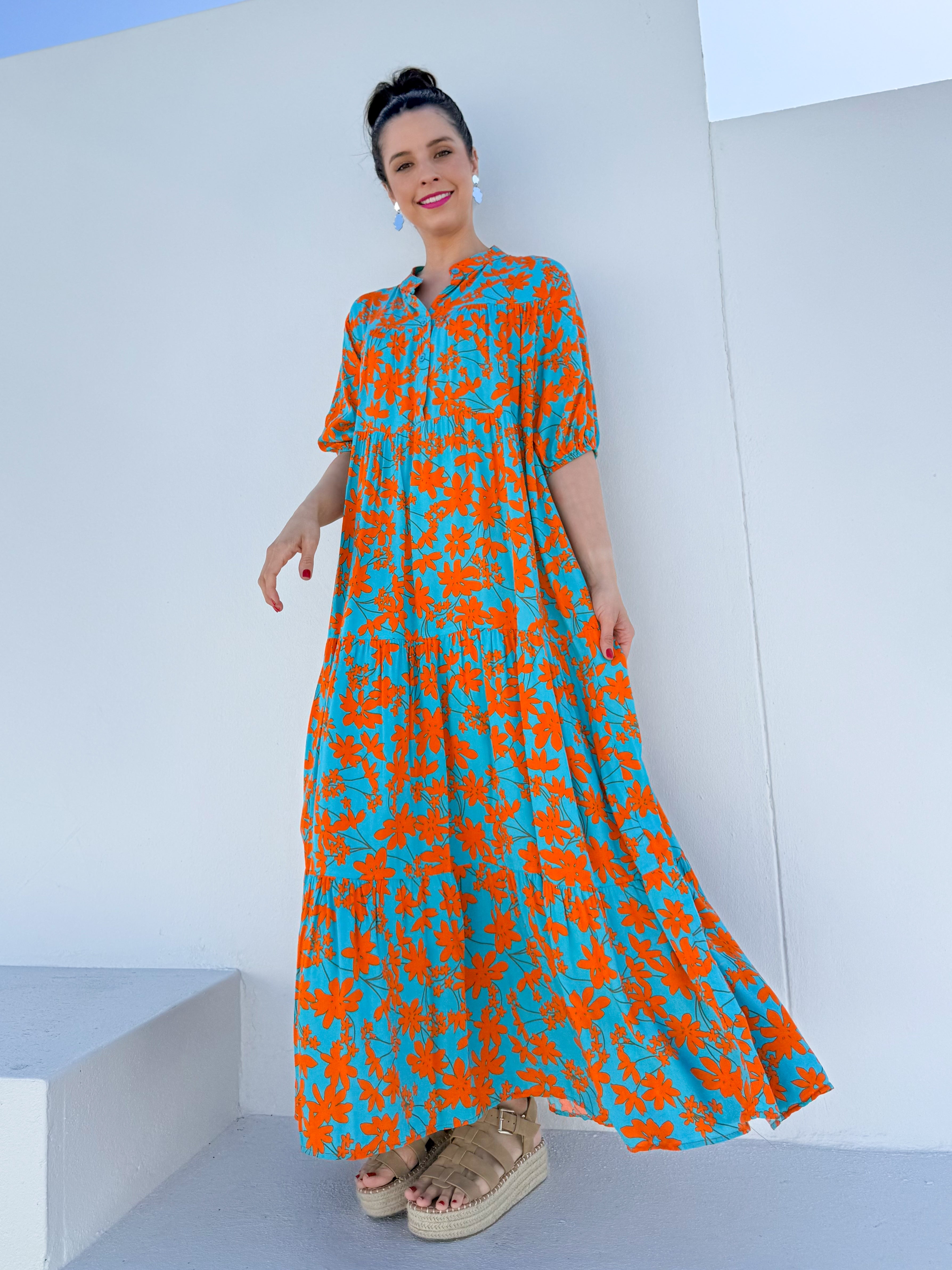 Barbara dress - Orange floral