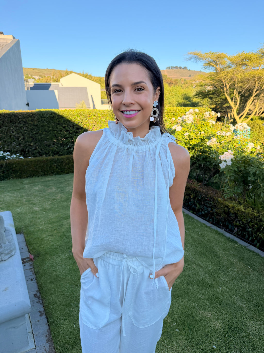 Italian linen top - White