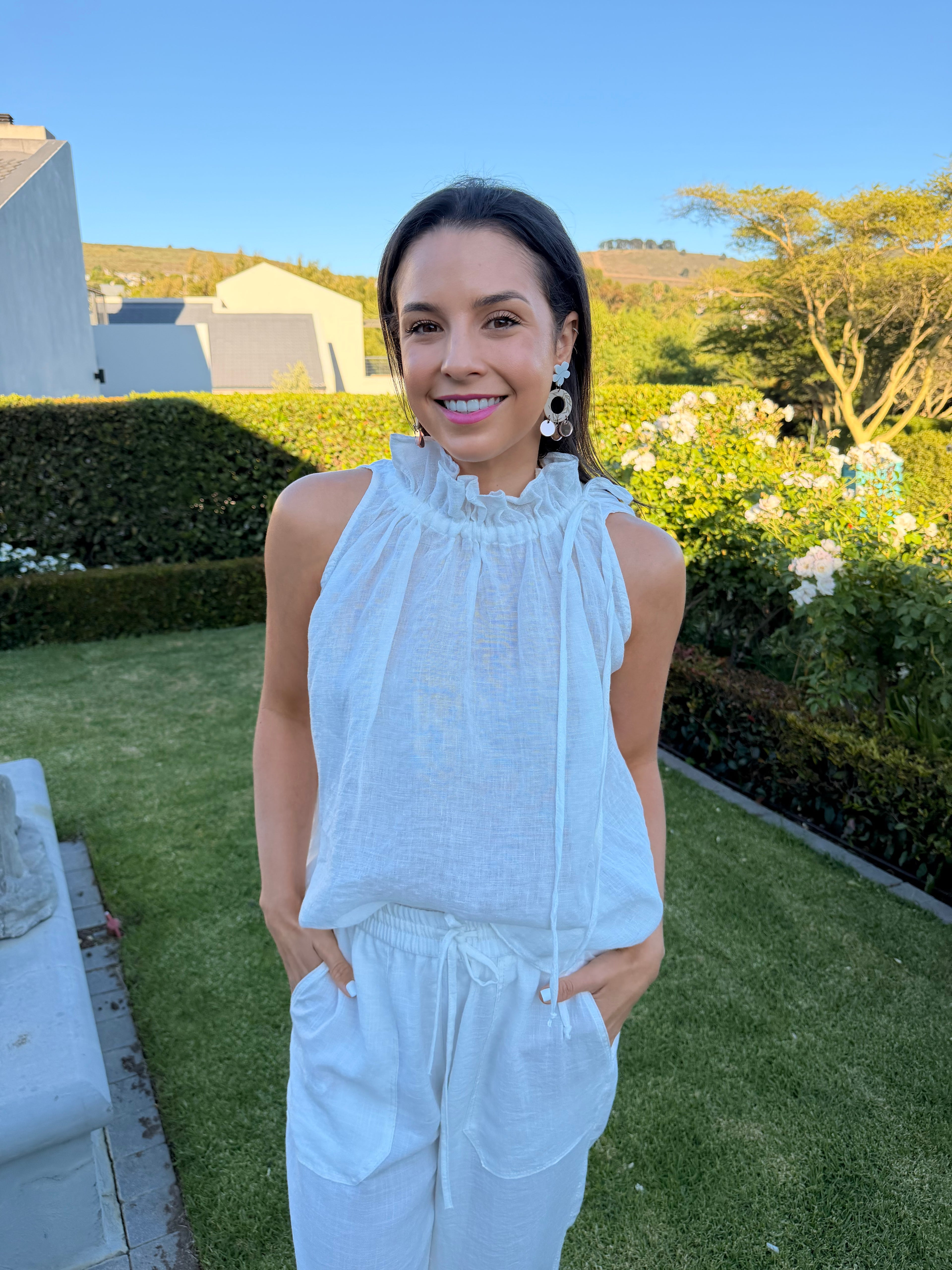 Italian linen top - White