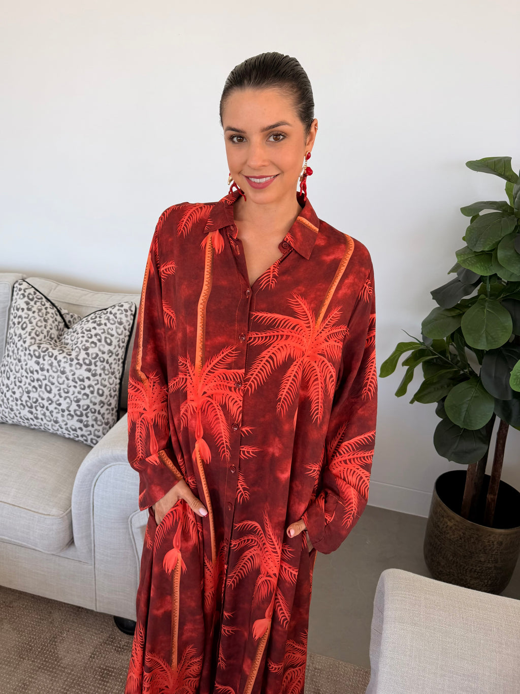 Flavia dress - Burnt orange palm