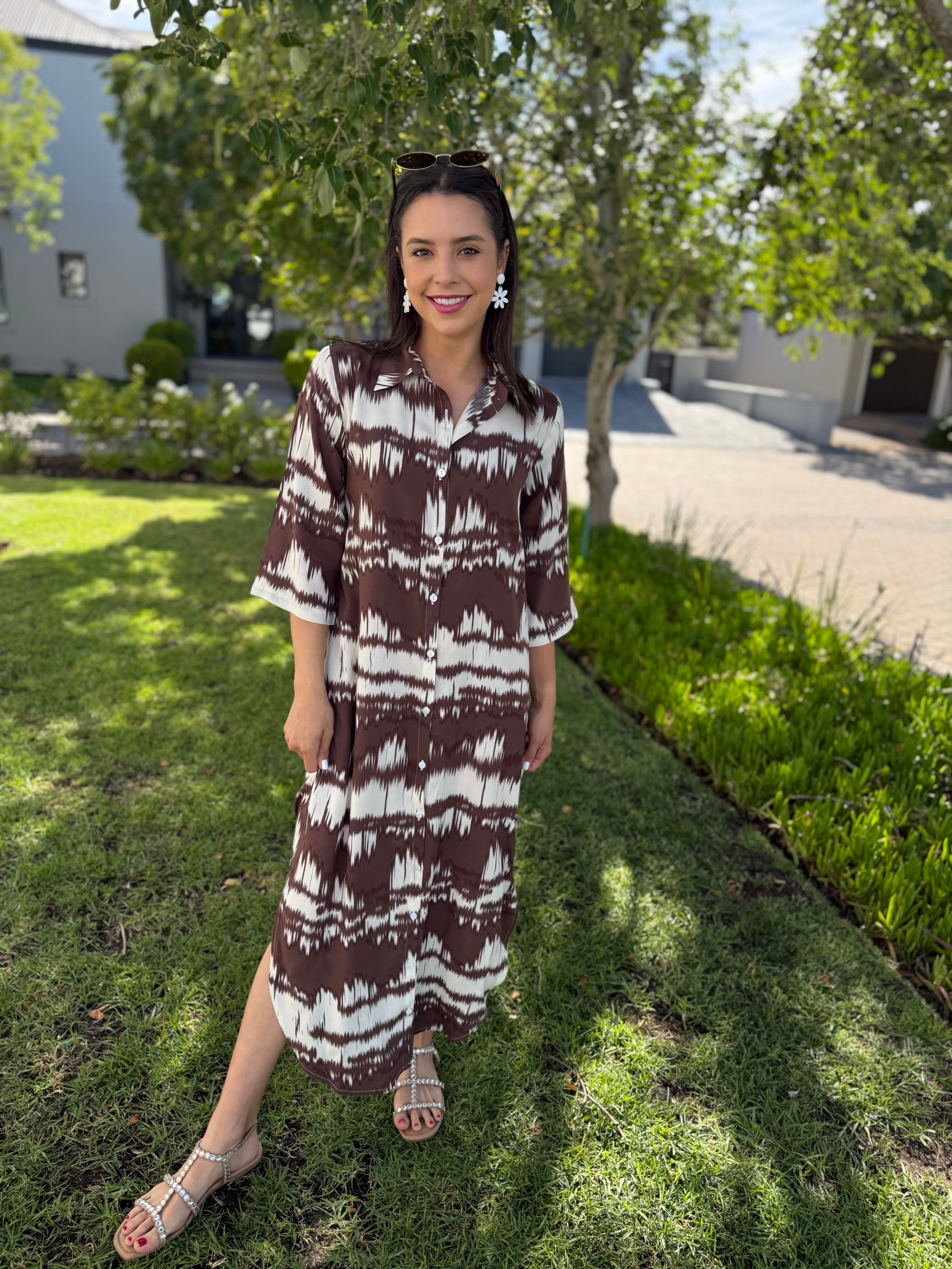 Jennifer dress- Mocha ikat