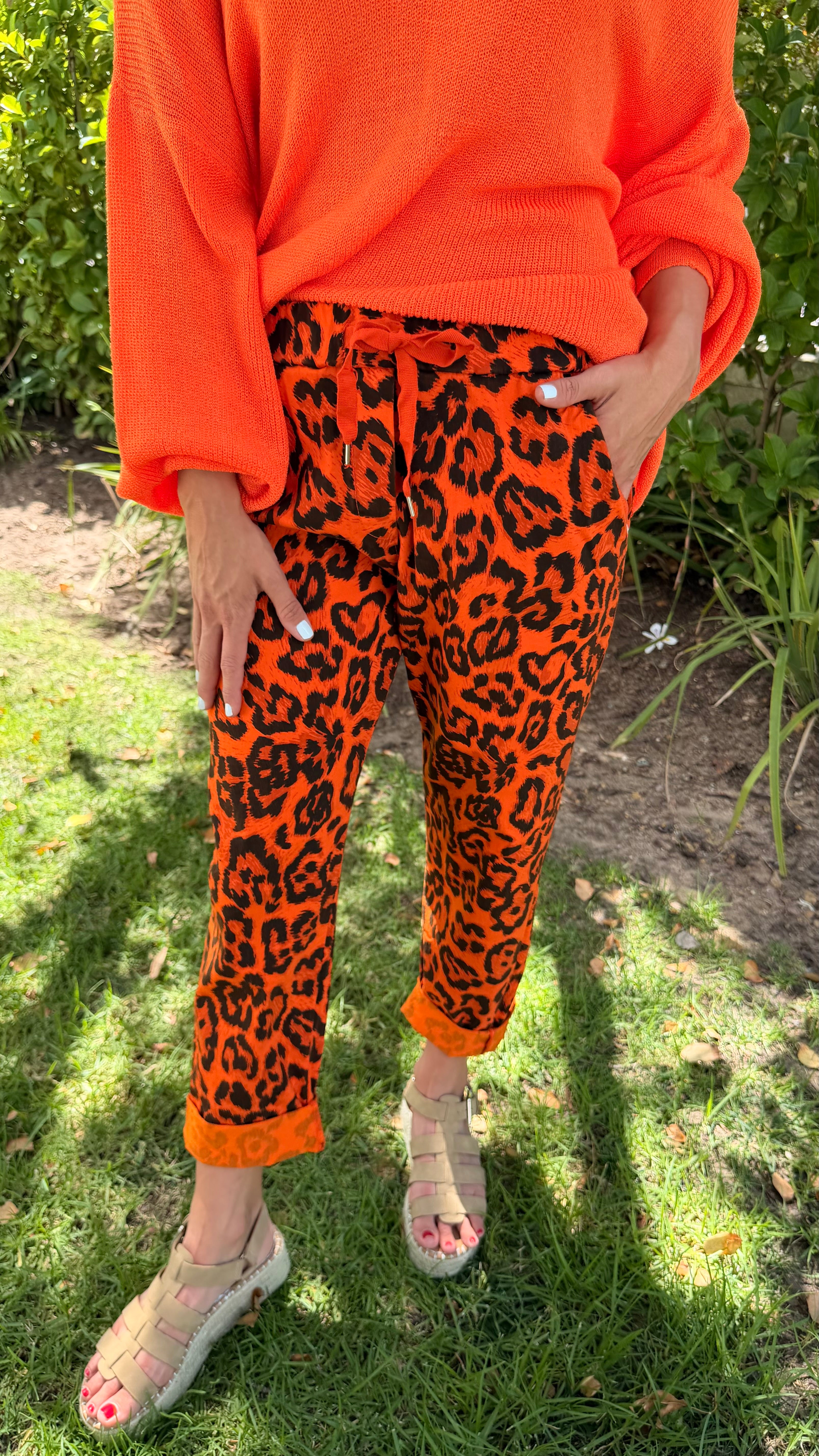 Italian pants - Orange leopard
