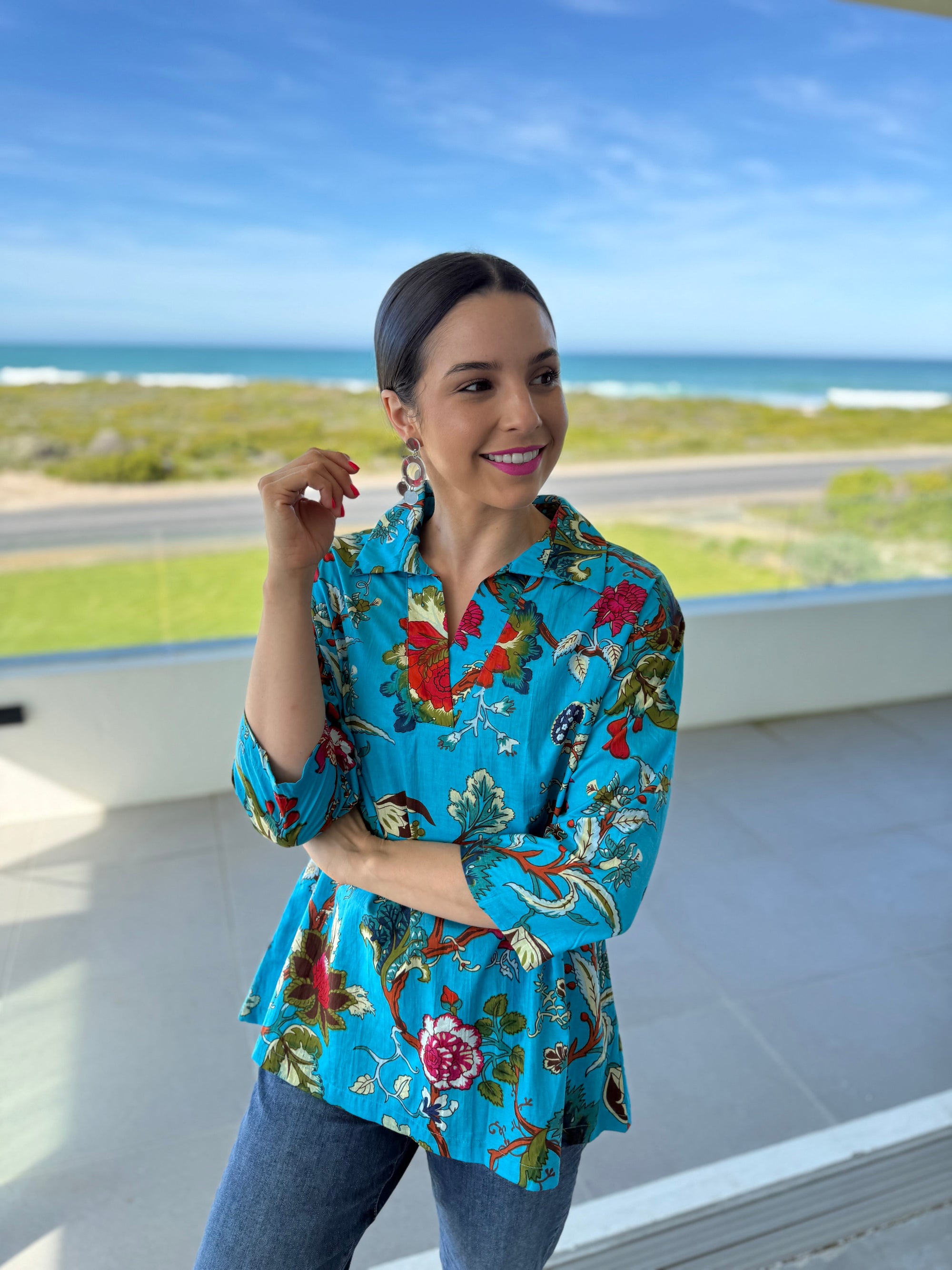 Amelia top - Blue floral