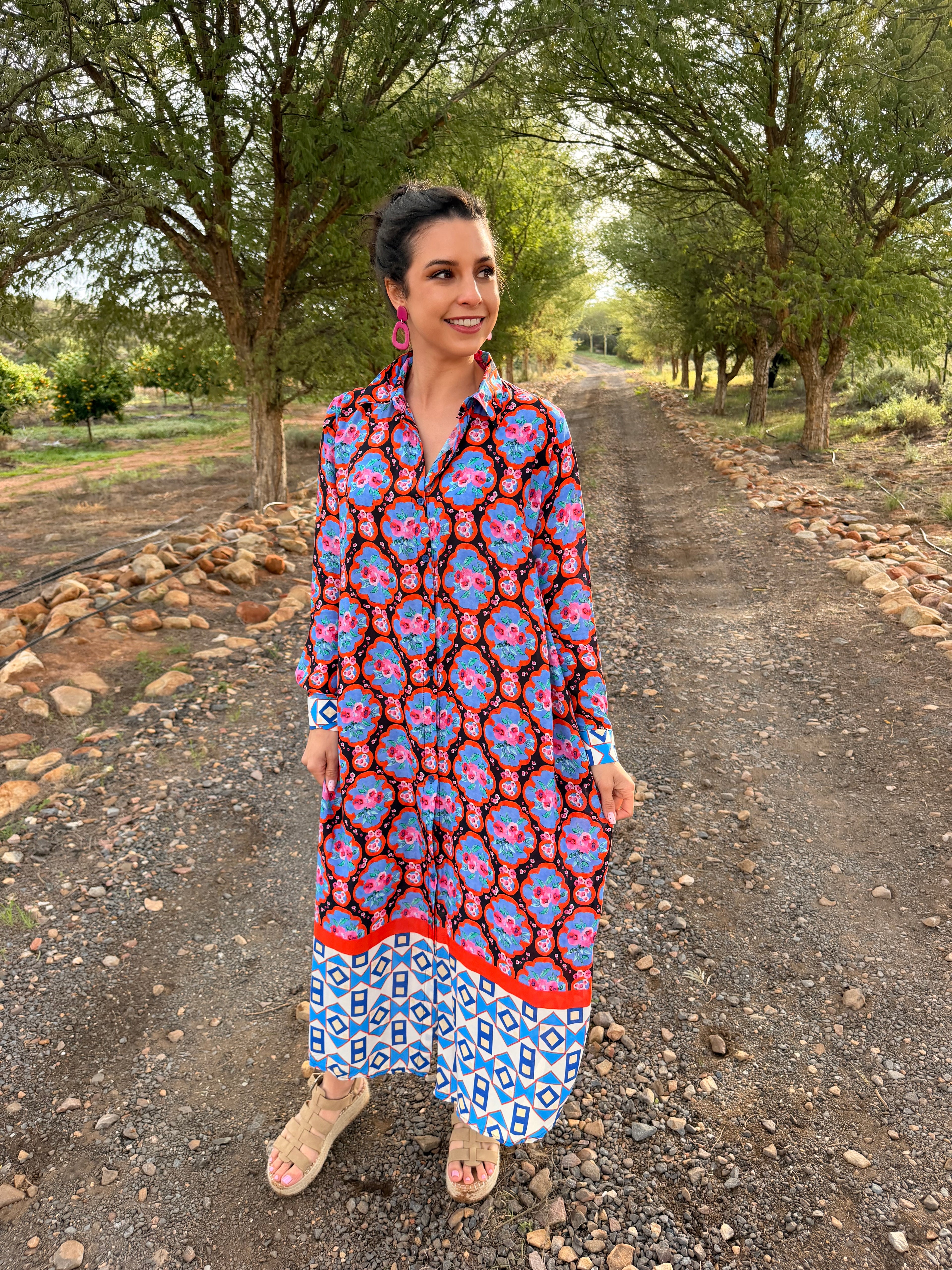 Phelia shirt dress - Watercolour roses