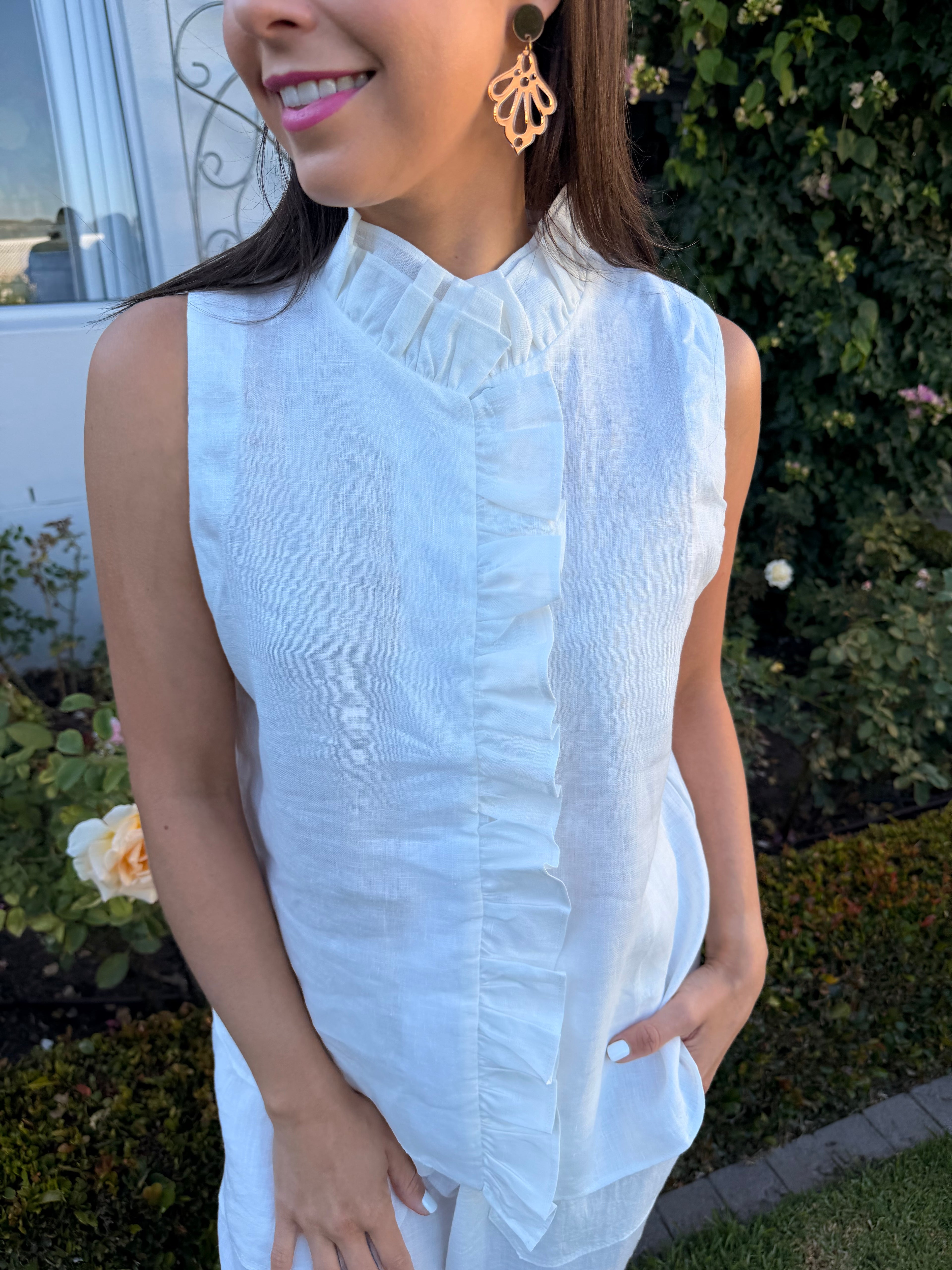 Rose Italian blouse - White linen