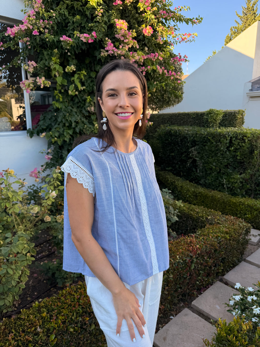 Mirna Italian blouse - Blue stripe