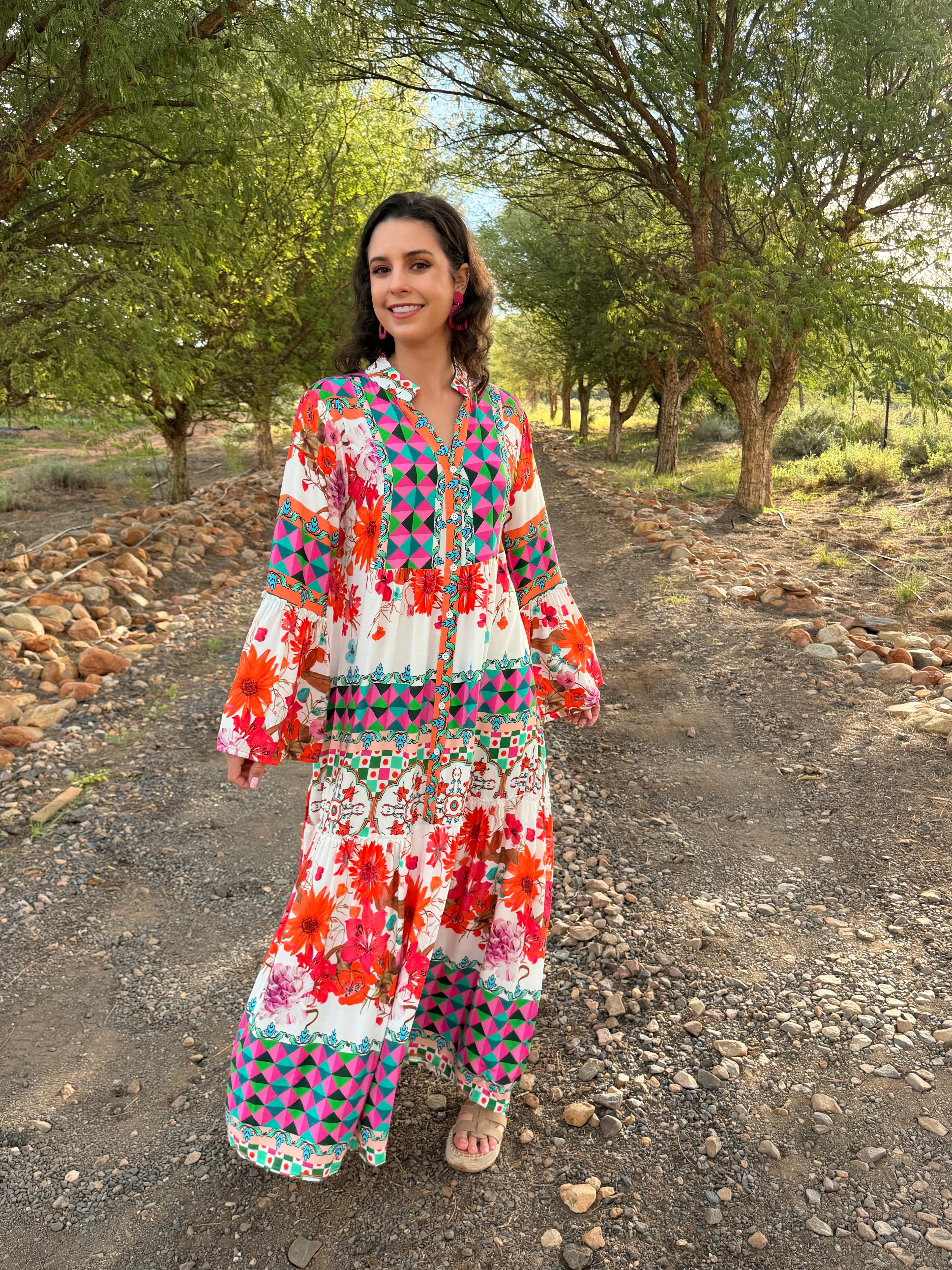 Lizette dress - Pink & orange