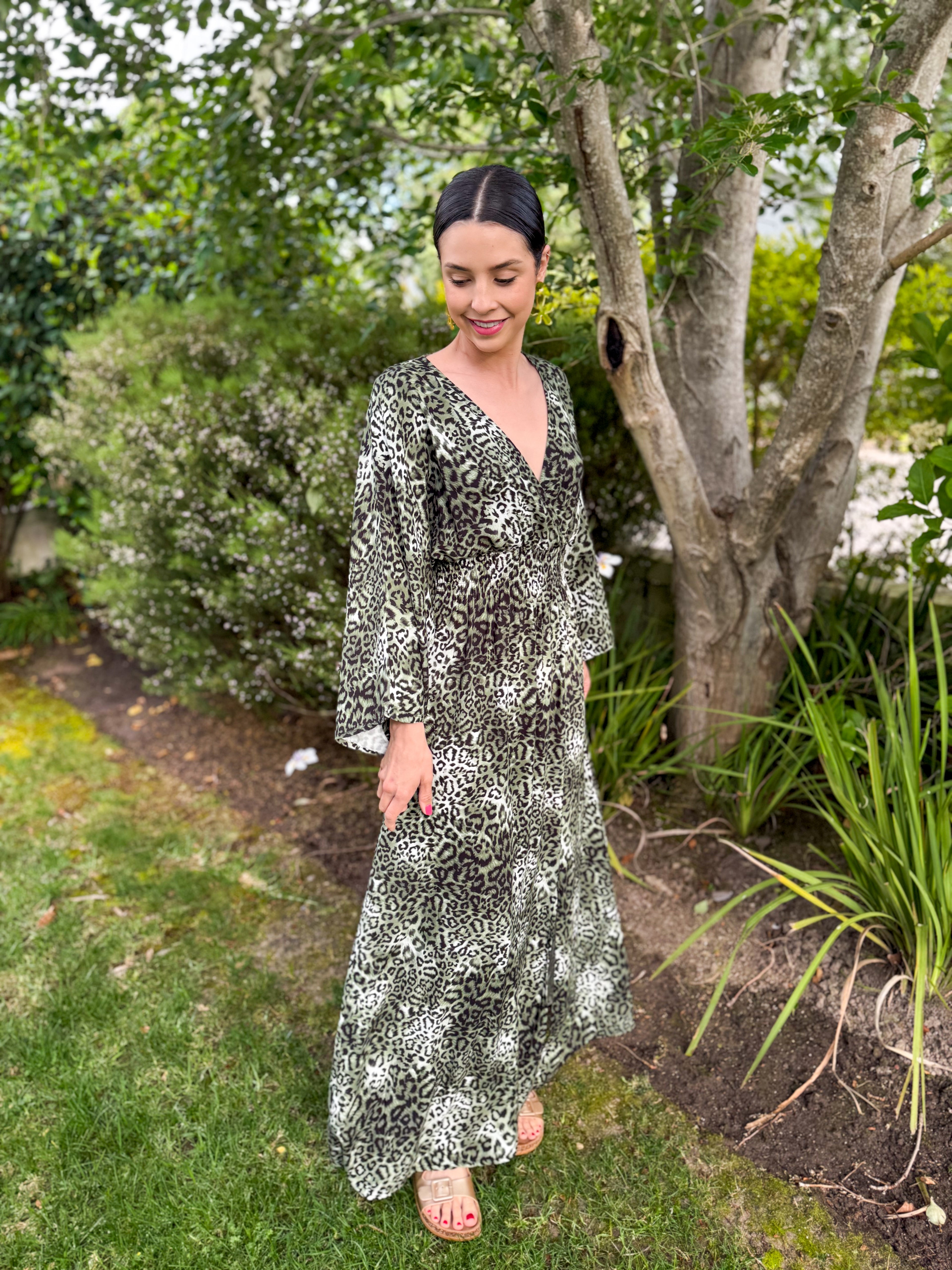 Green Leopard luxe dress
