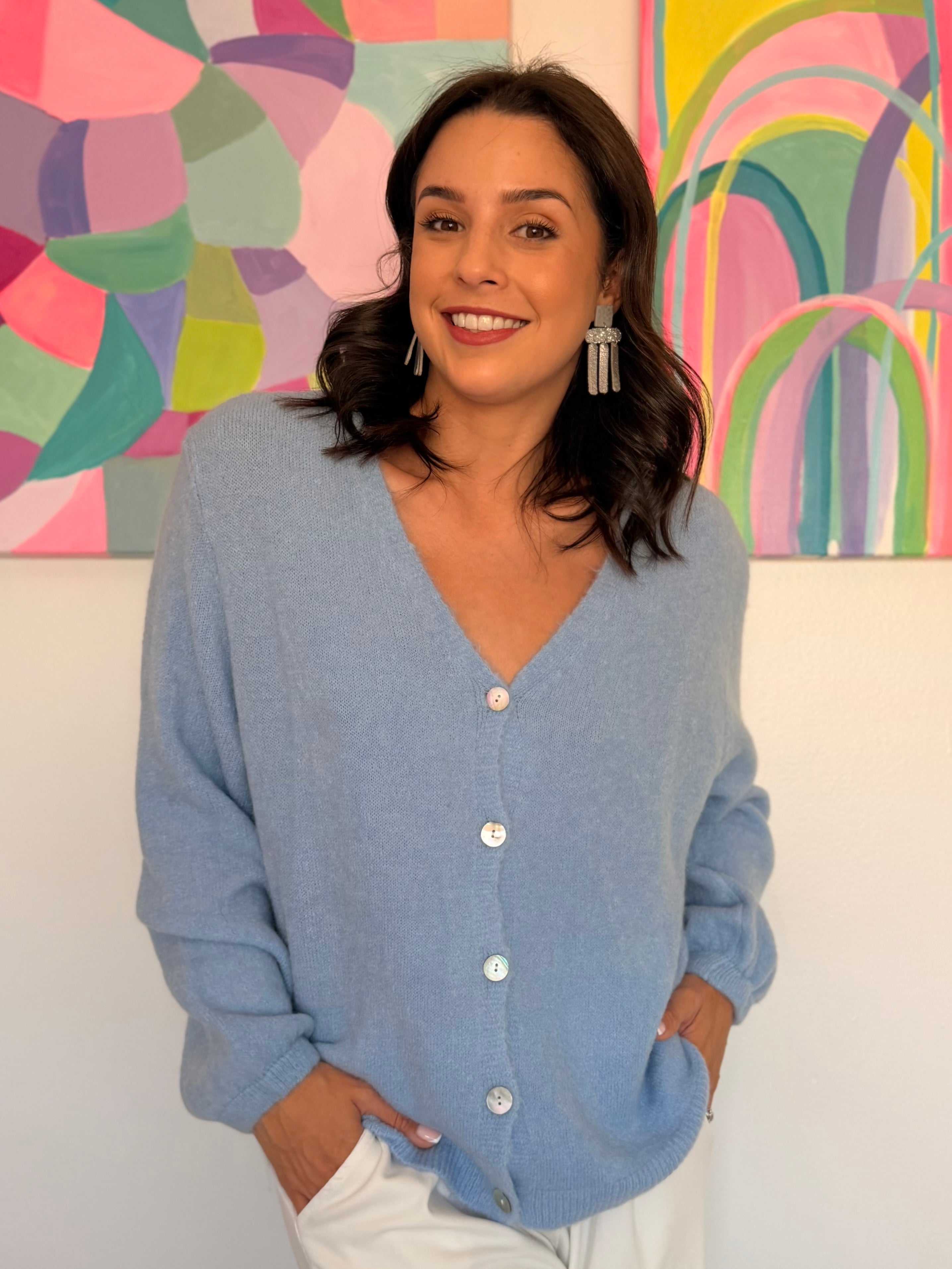 Alpaca cardigan knit - Blue