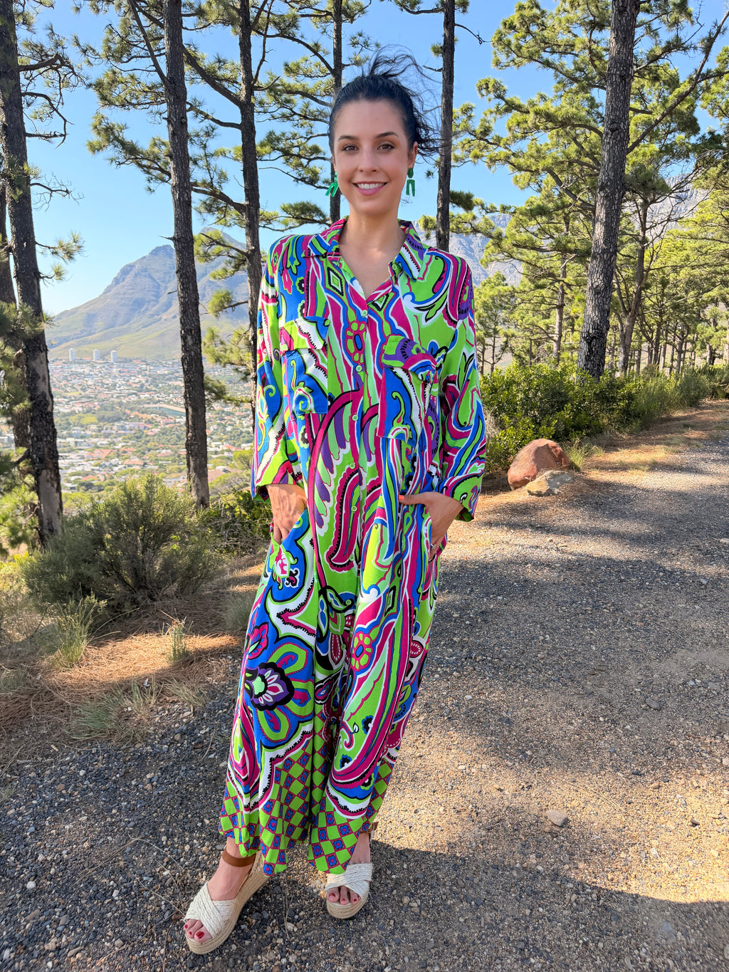 Carly dress - Green paisley