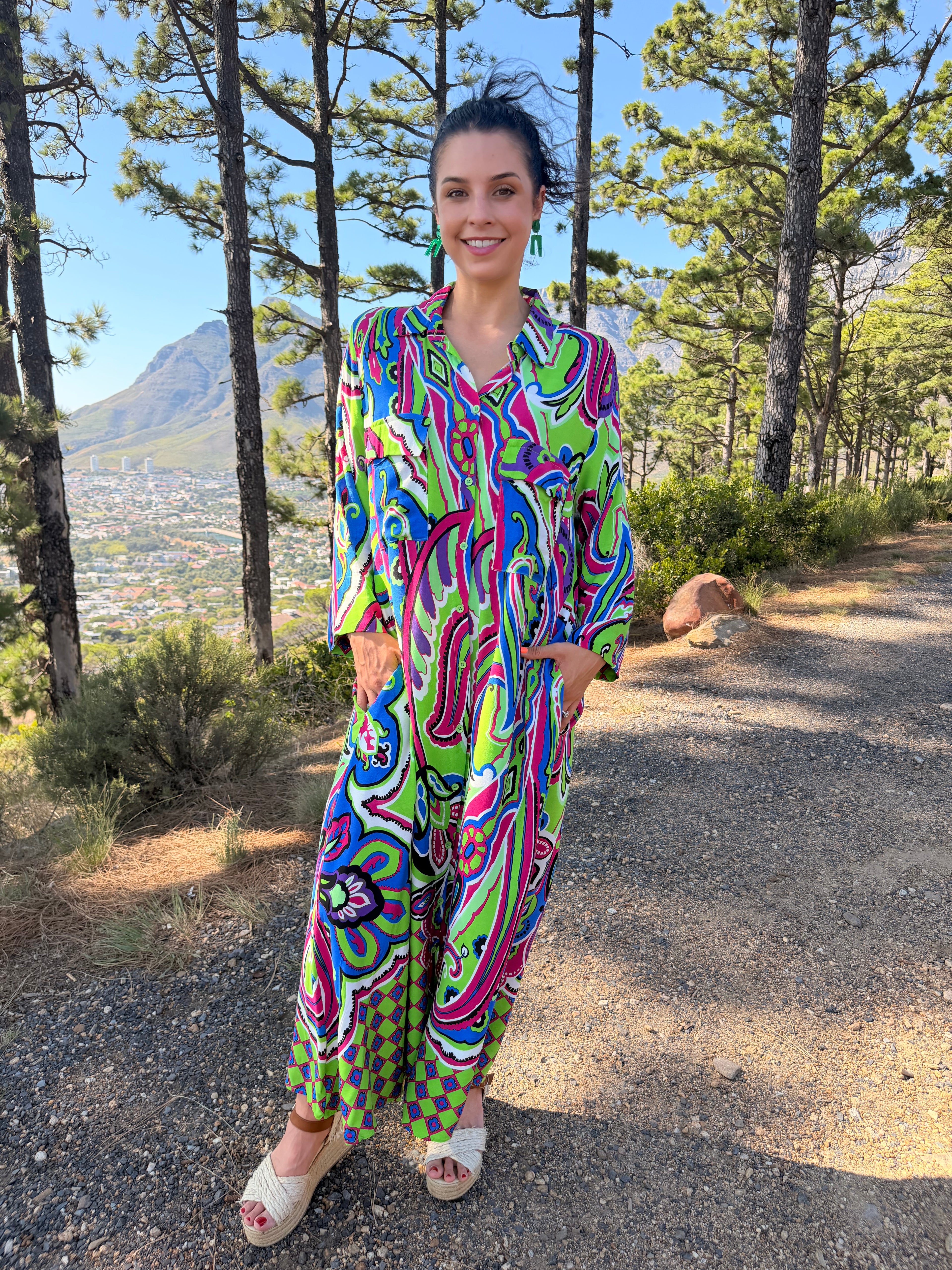 Carly dress - Green paisley