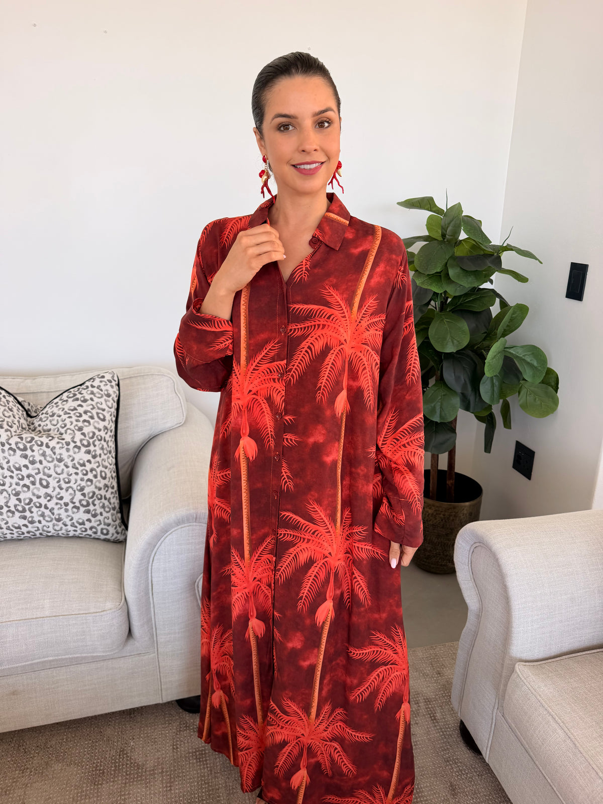 Flavia dress - Burnt orange palm