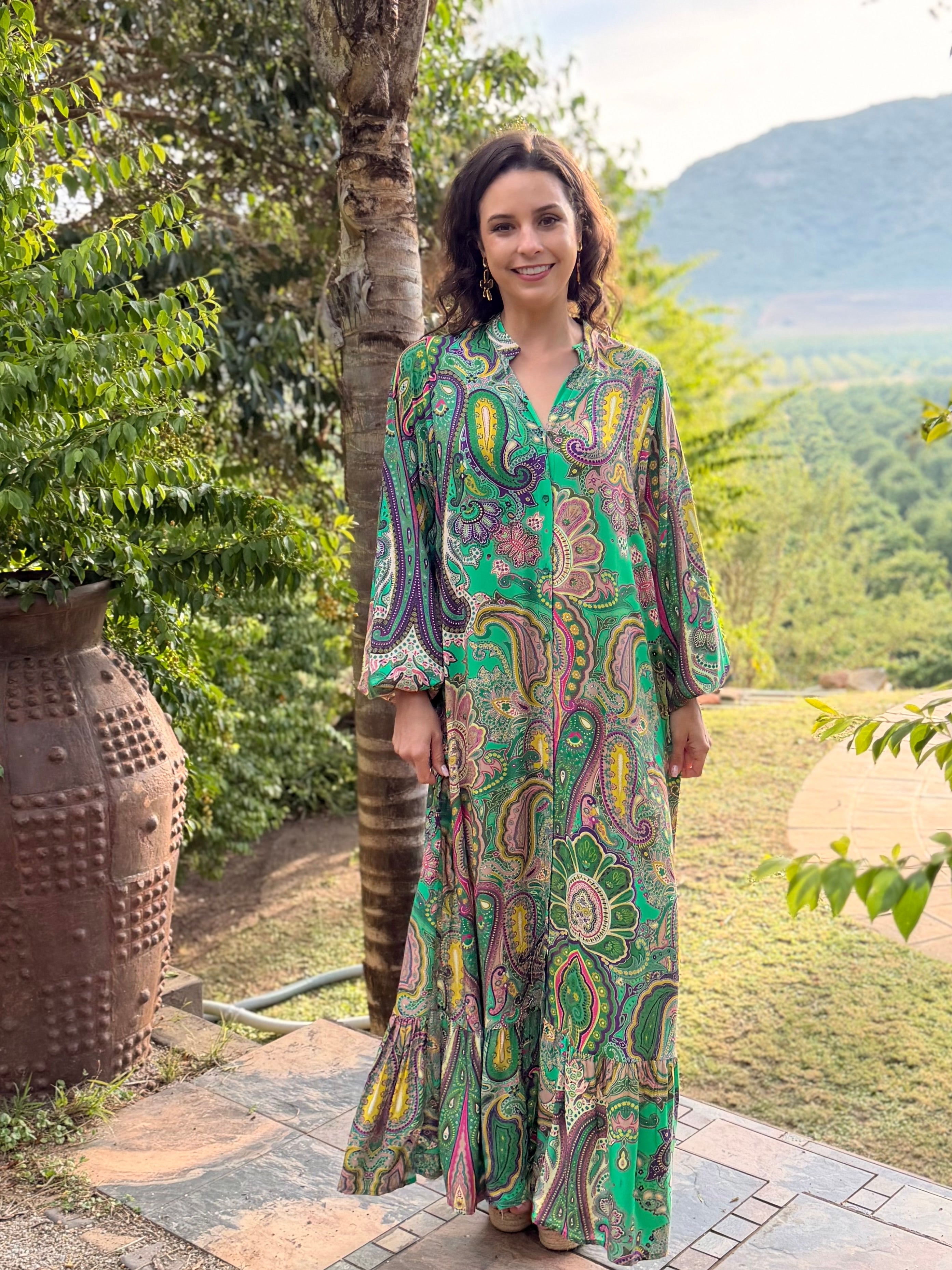 Liezelle dress - Green paisley