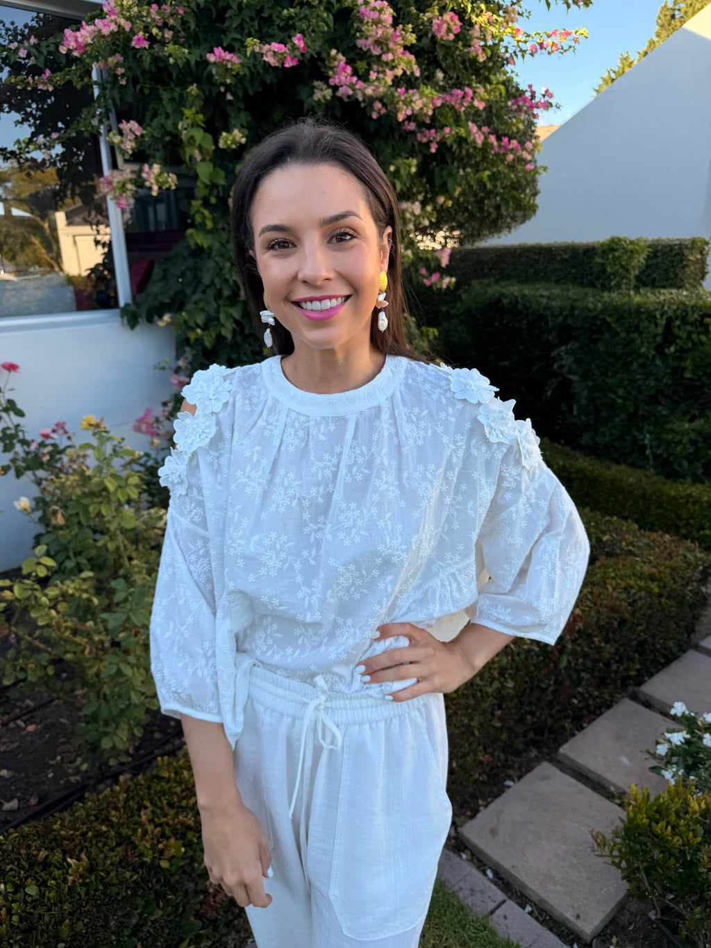 Christine Italian blouse - White anglaise