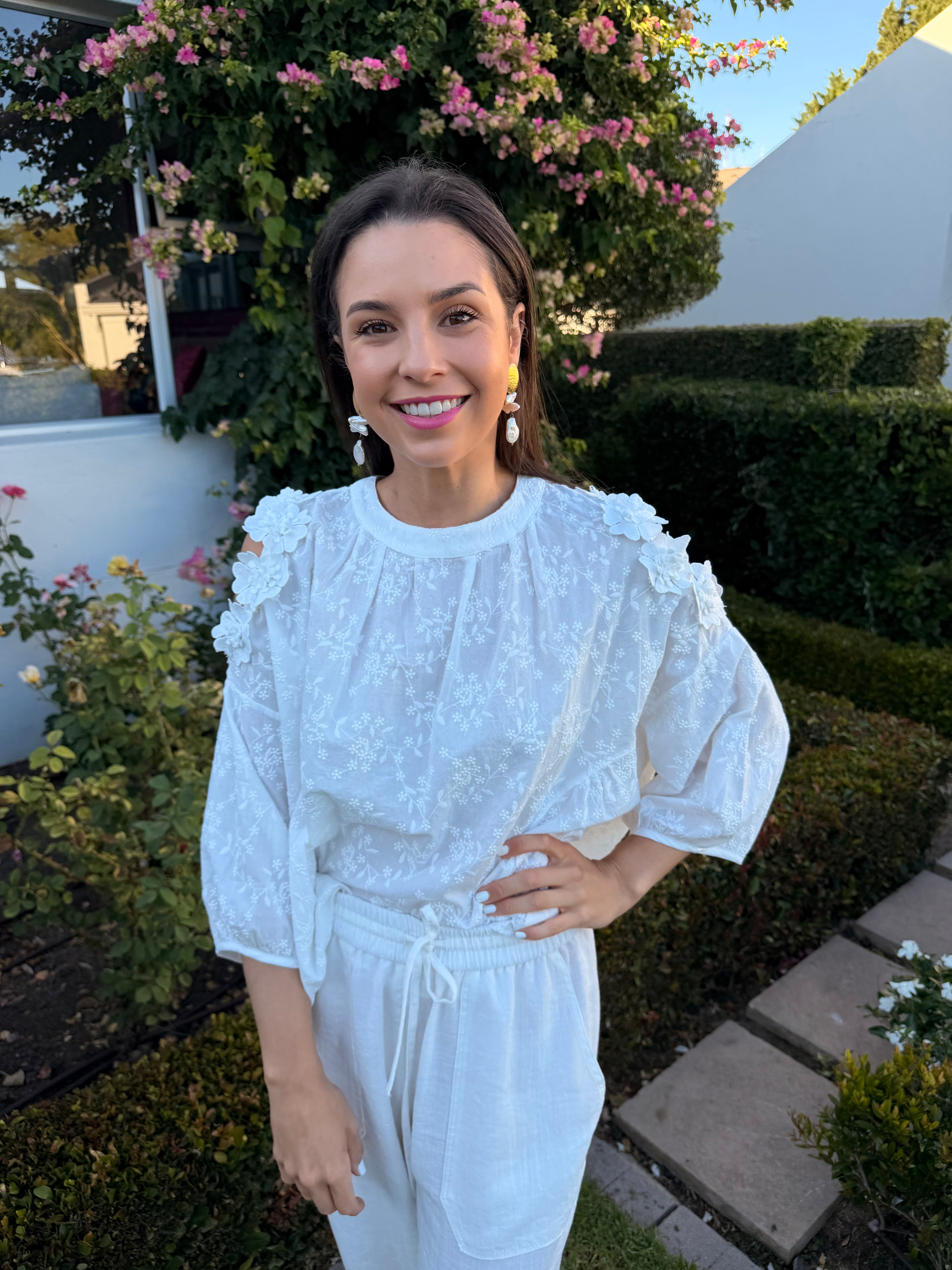 Christine Italian blouse - White anglaise