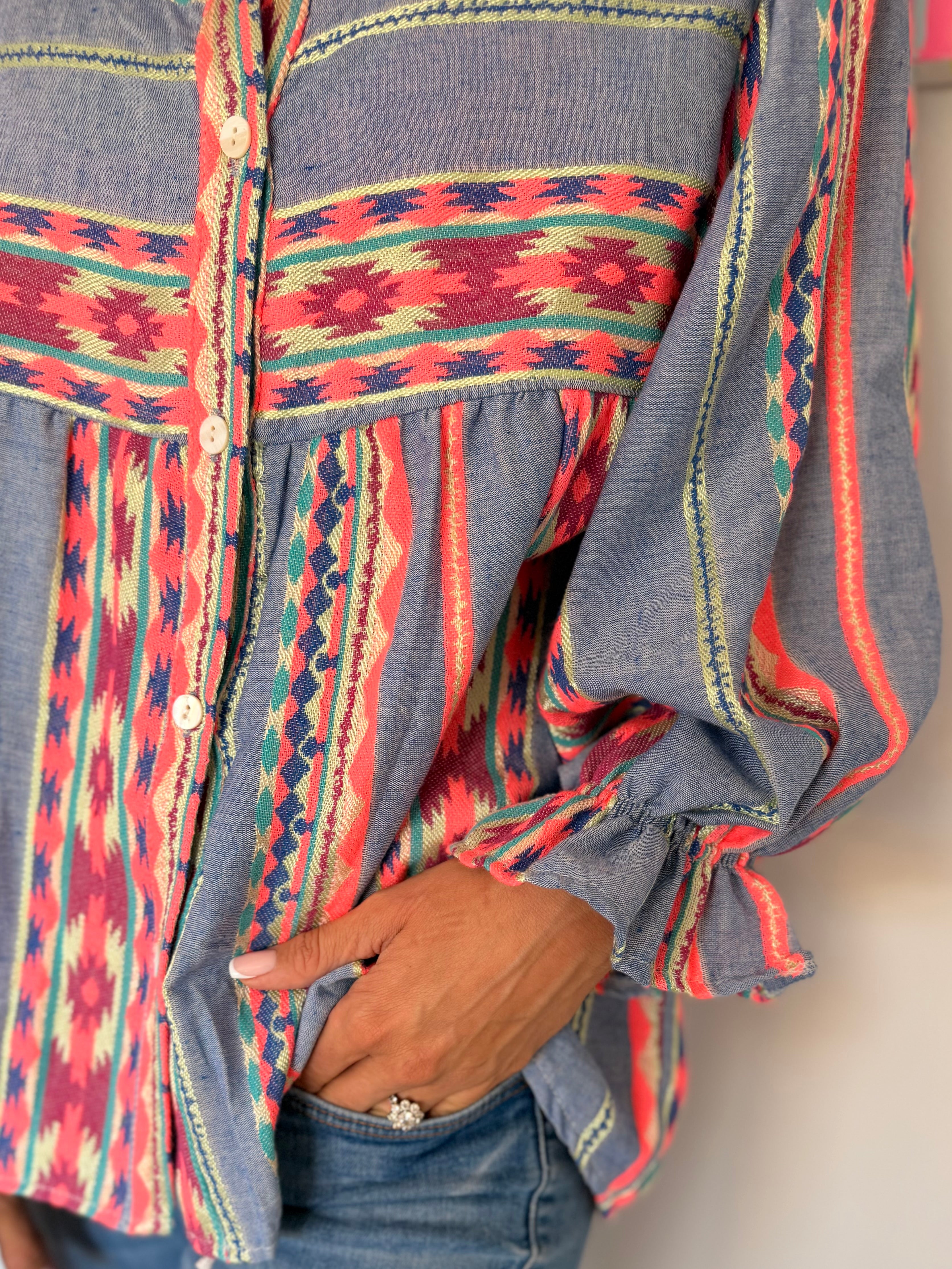 Jill top - Blue boho