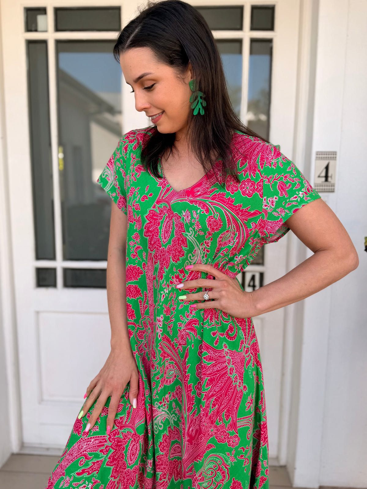 Vinnie dress - Green & Pink
