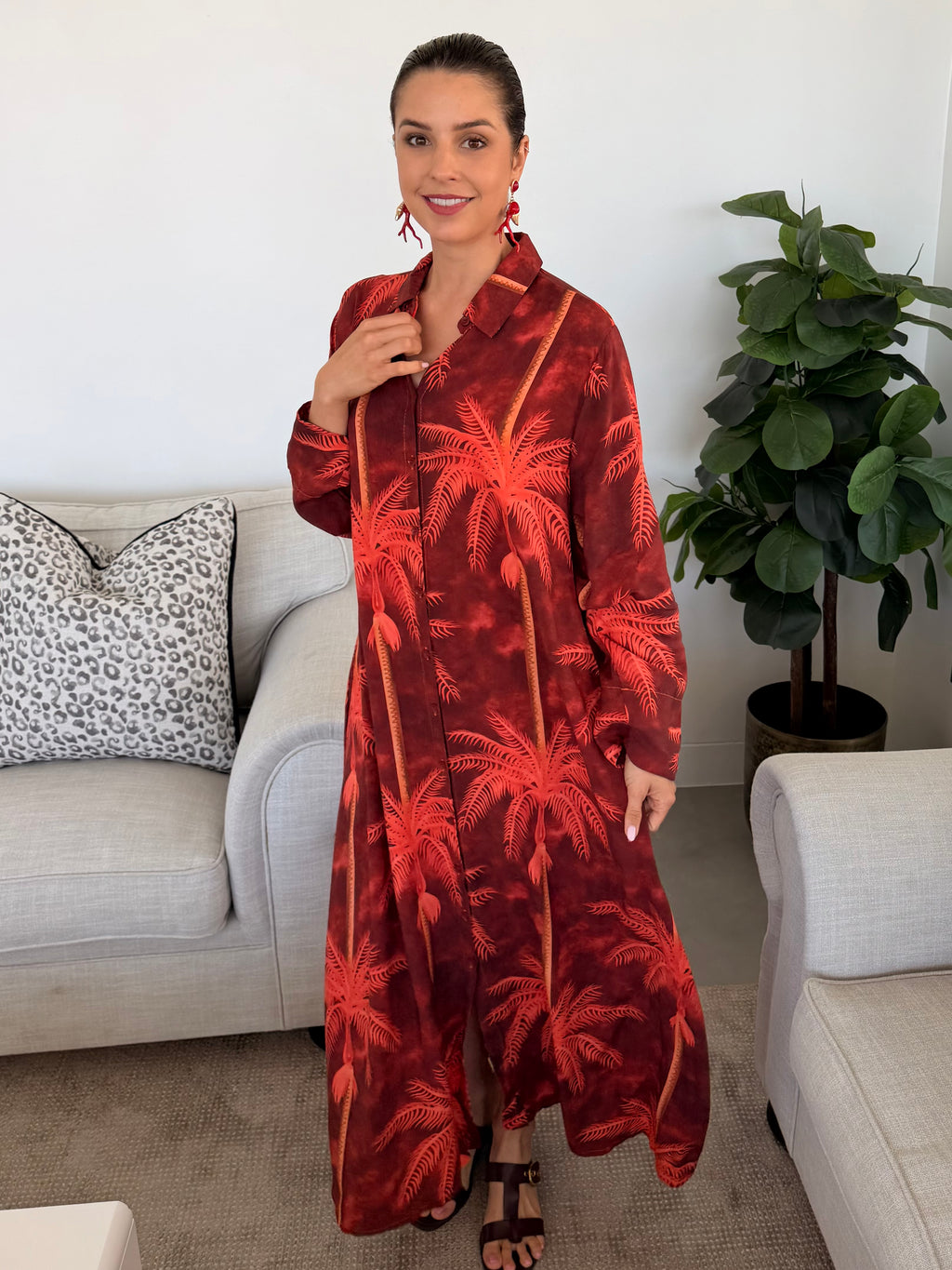 Flavia dress - Burnt orange palm
