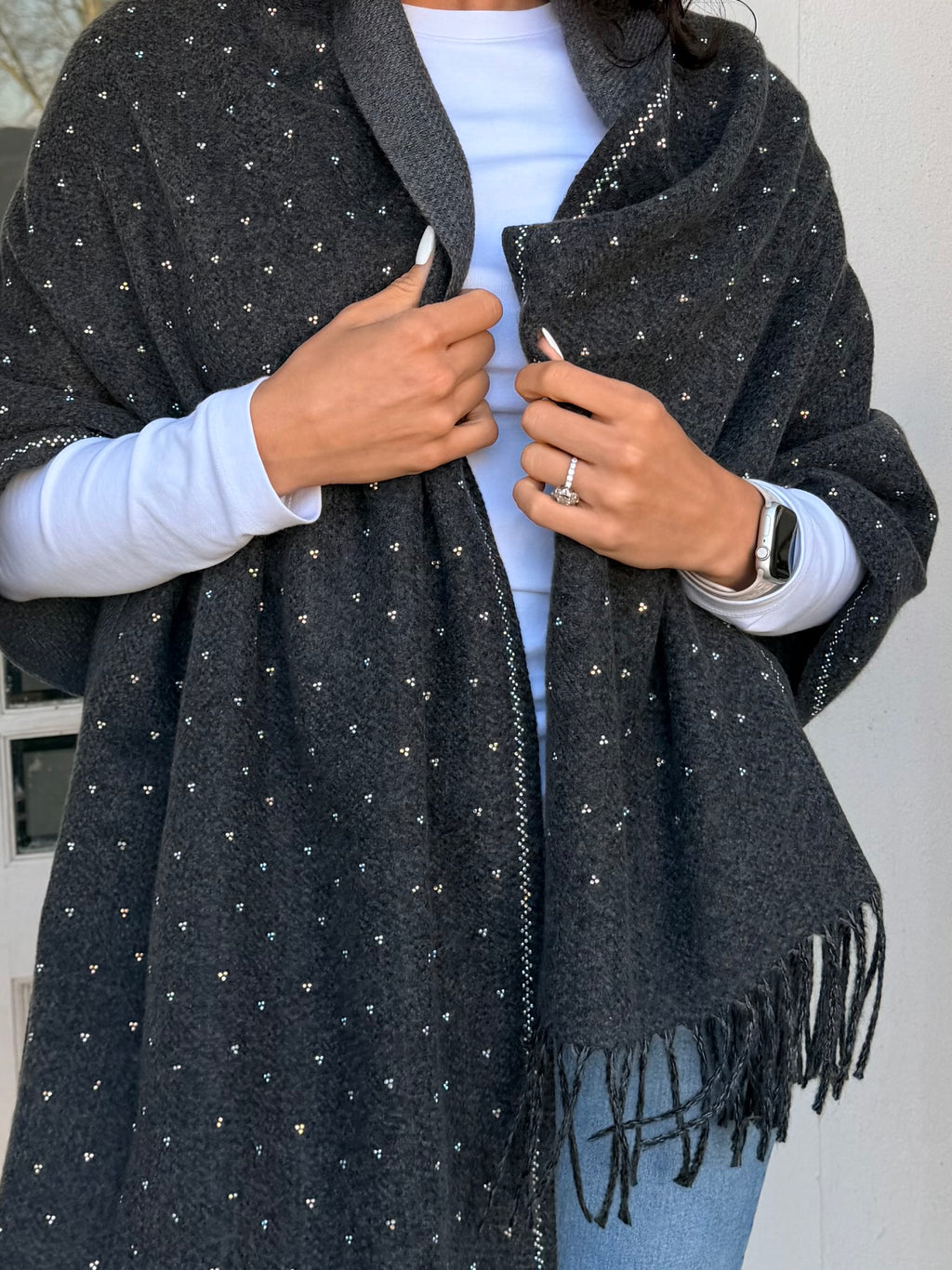Cashmere shimmer scarf - Charcoal