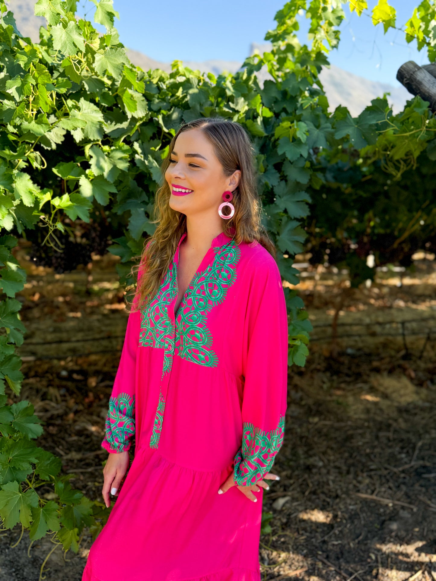 Berna dress - Pink & Green contrast
