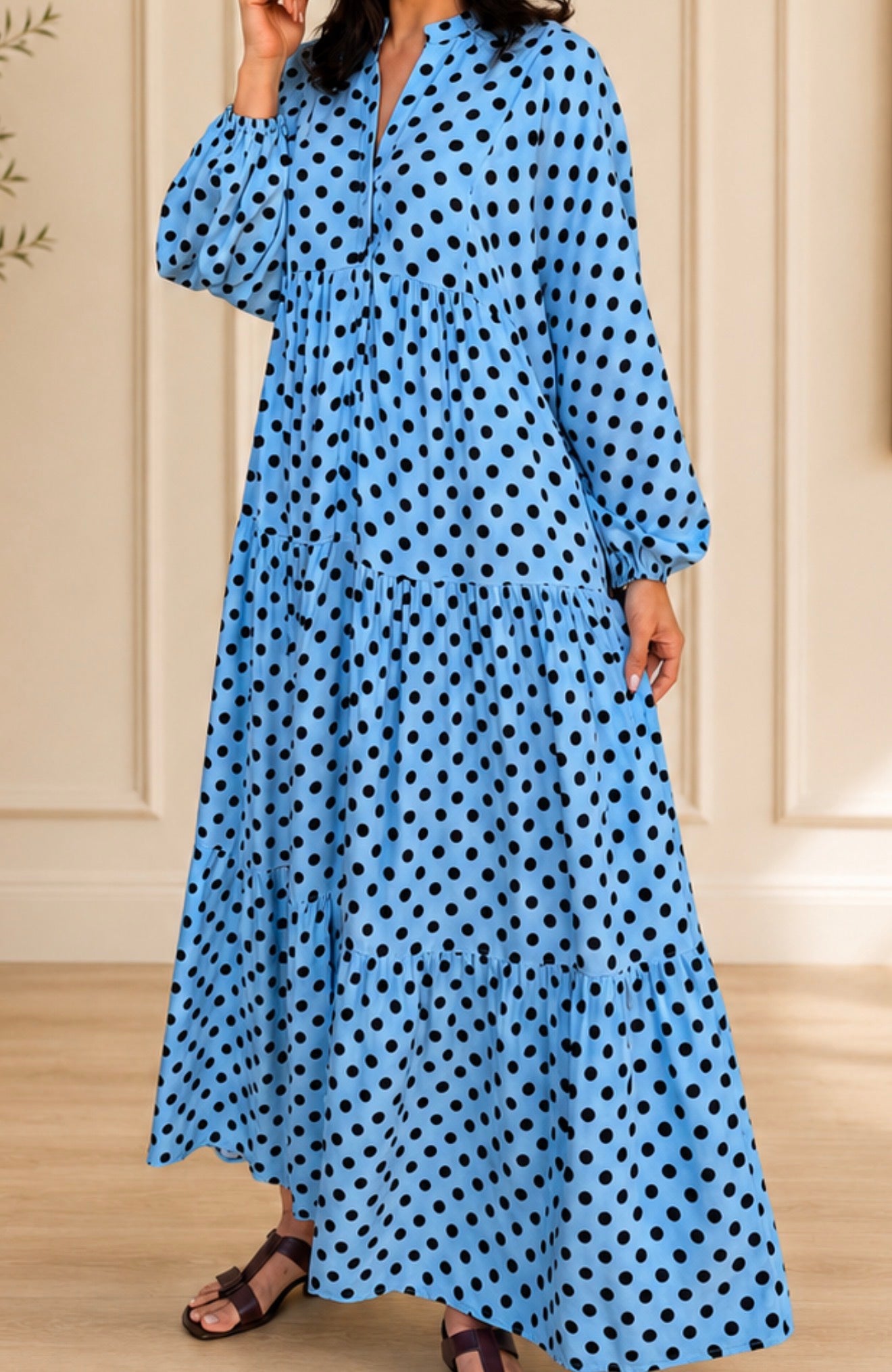 Jenna dress - Blue polka dots