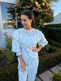 Joan Italian blouse - White frill anglaise