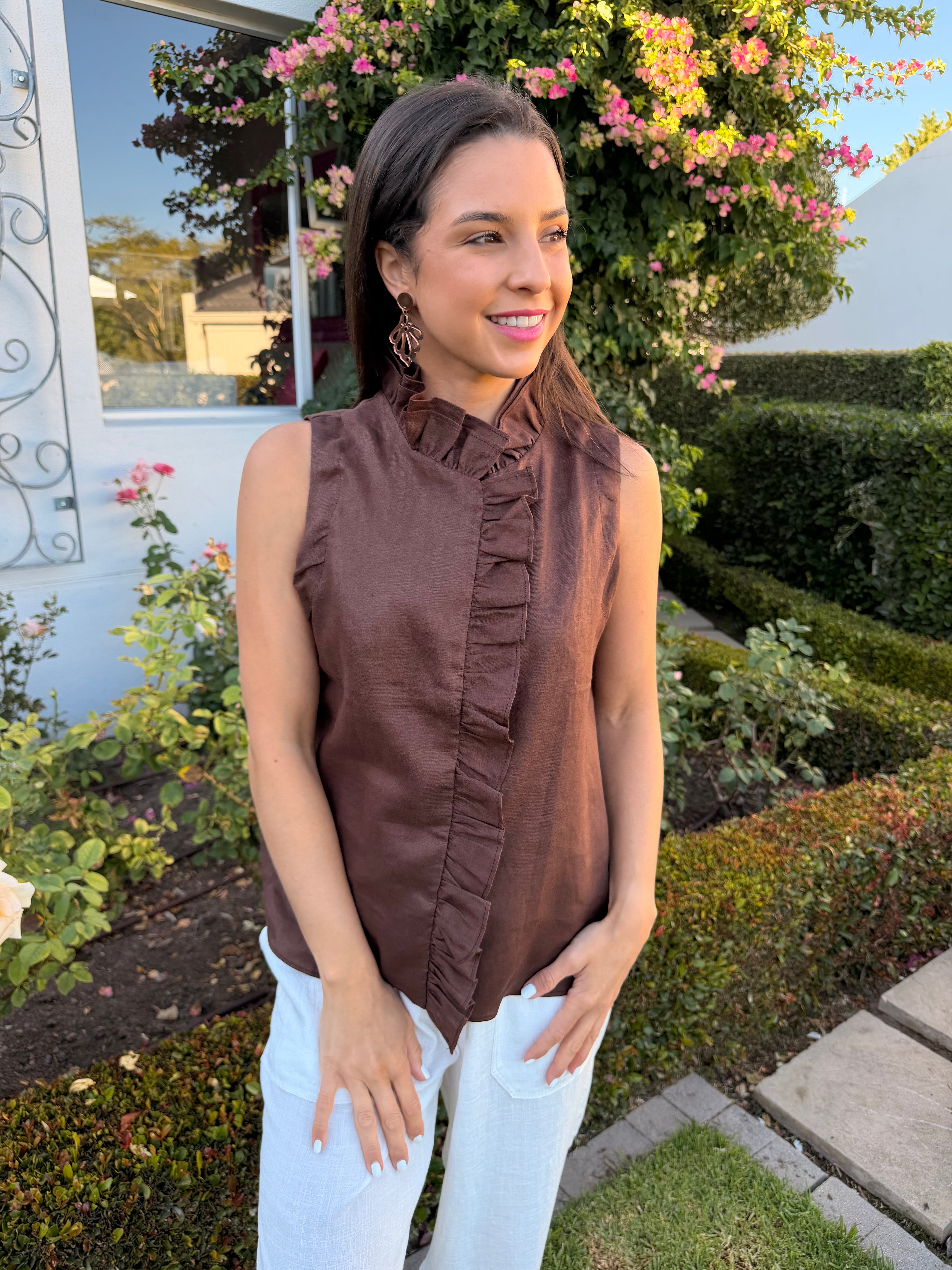 Rose Italian blouse - Brown linen