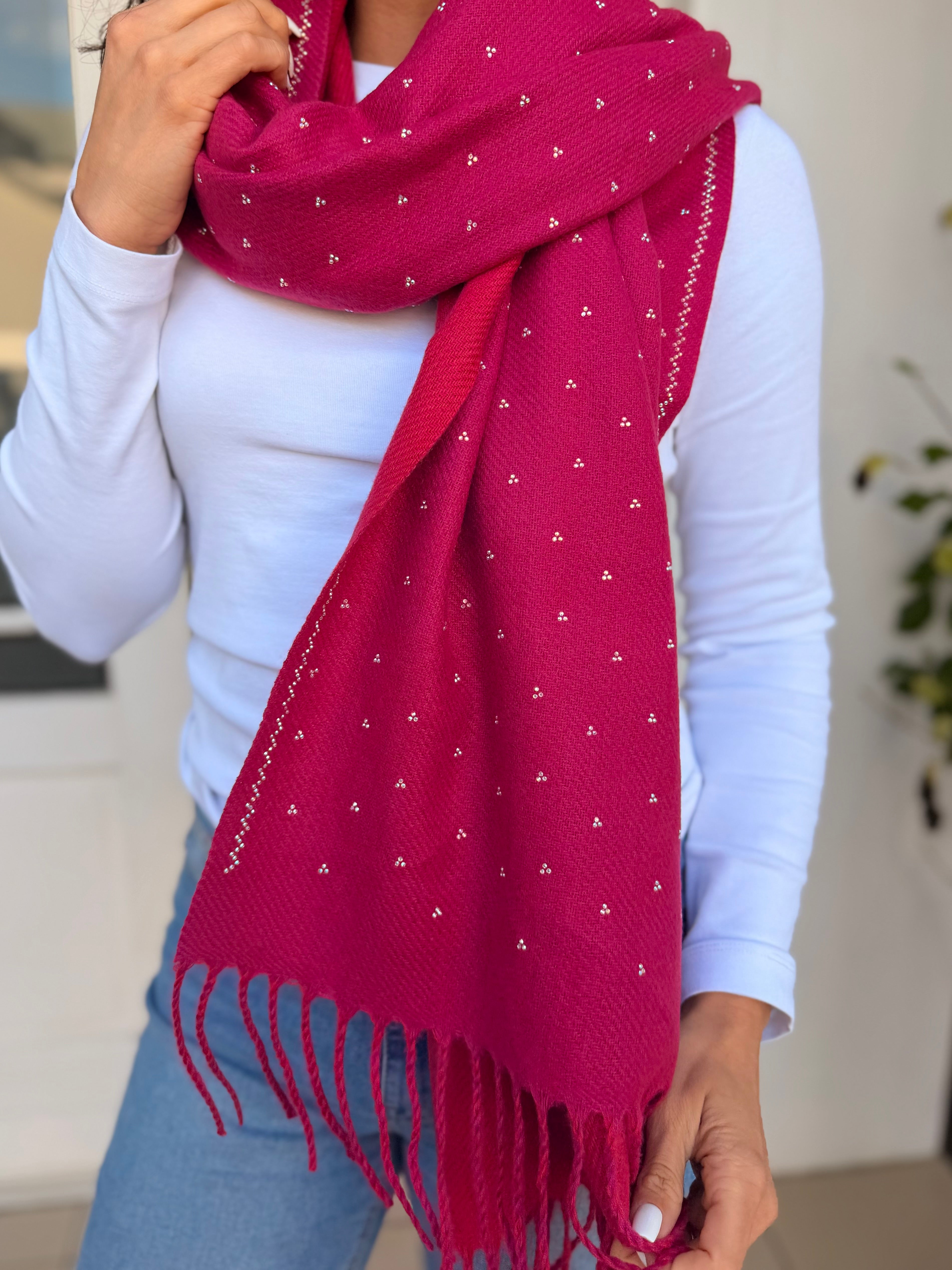 Cashmere shimmer scarf- Magenta