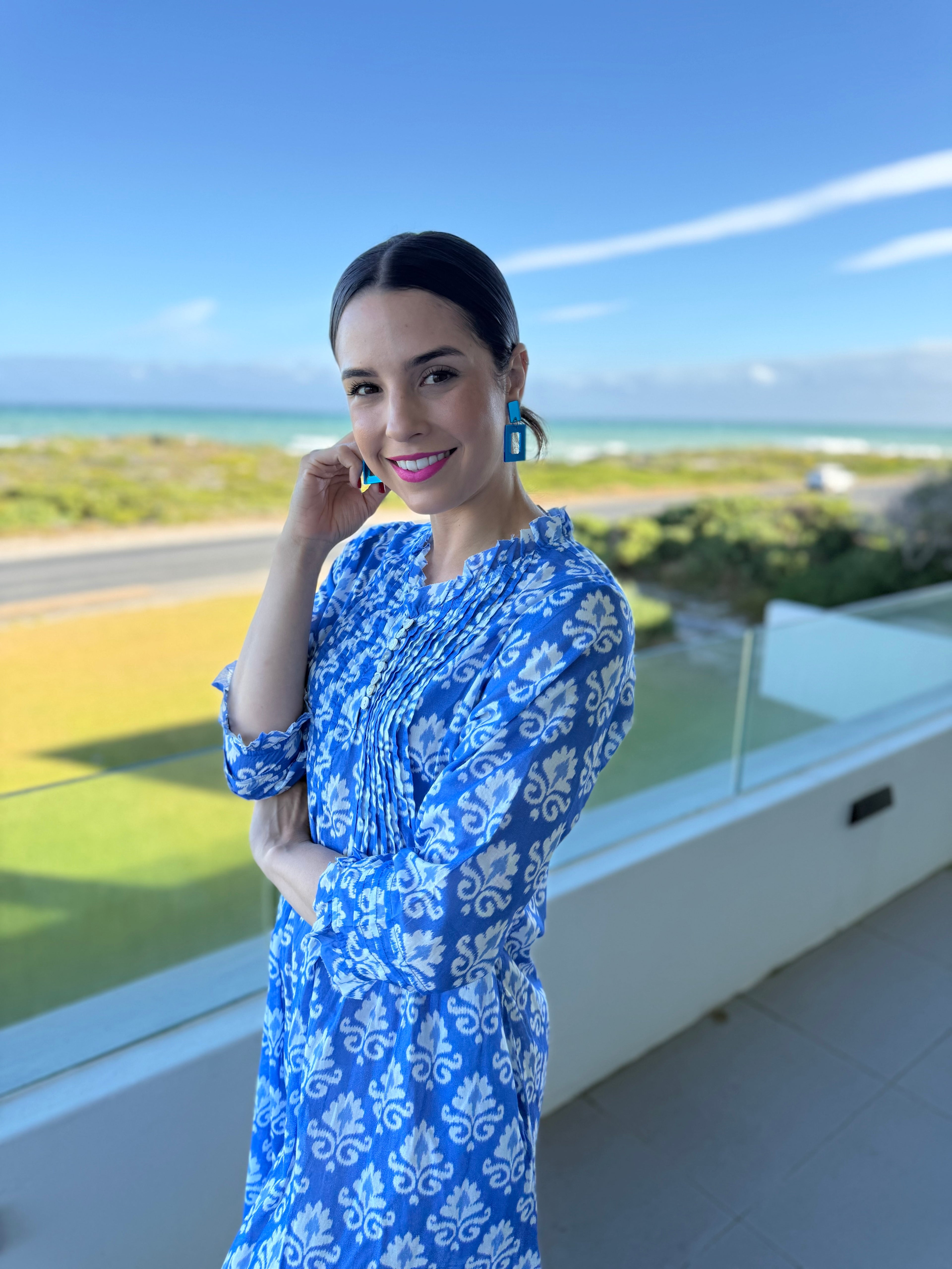 Memia dress - Blue and white