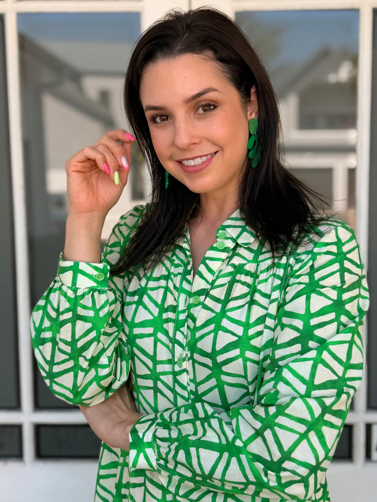 Gillian dress - Geometric green
