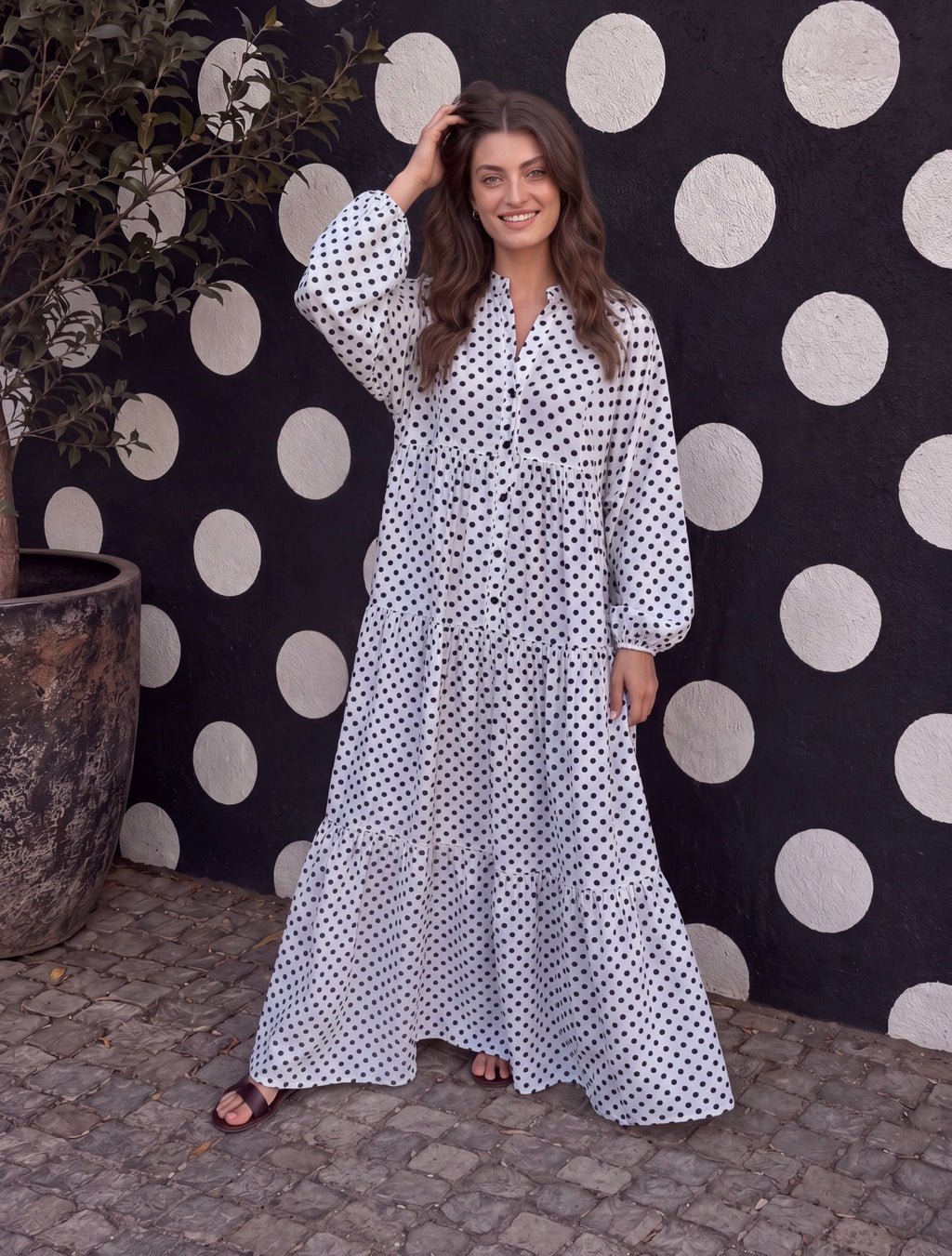 Jenna dress - Black polka dot