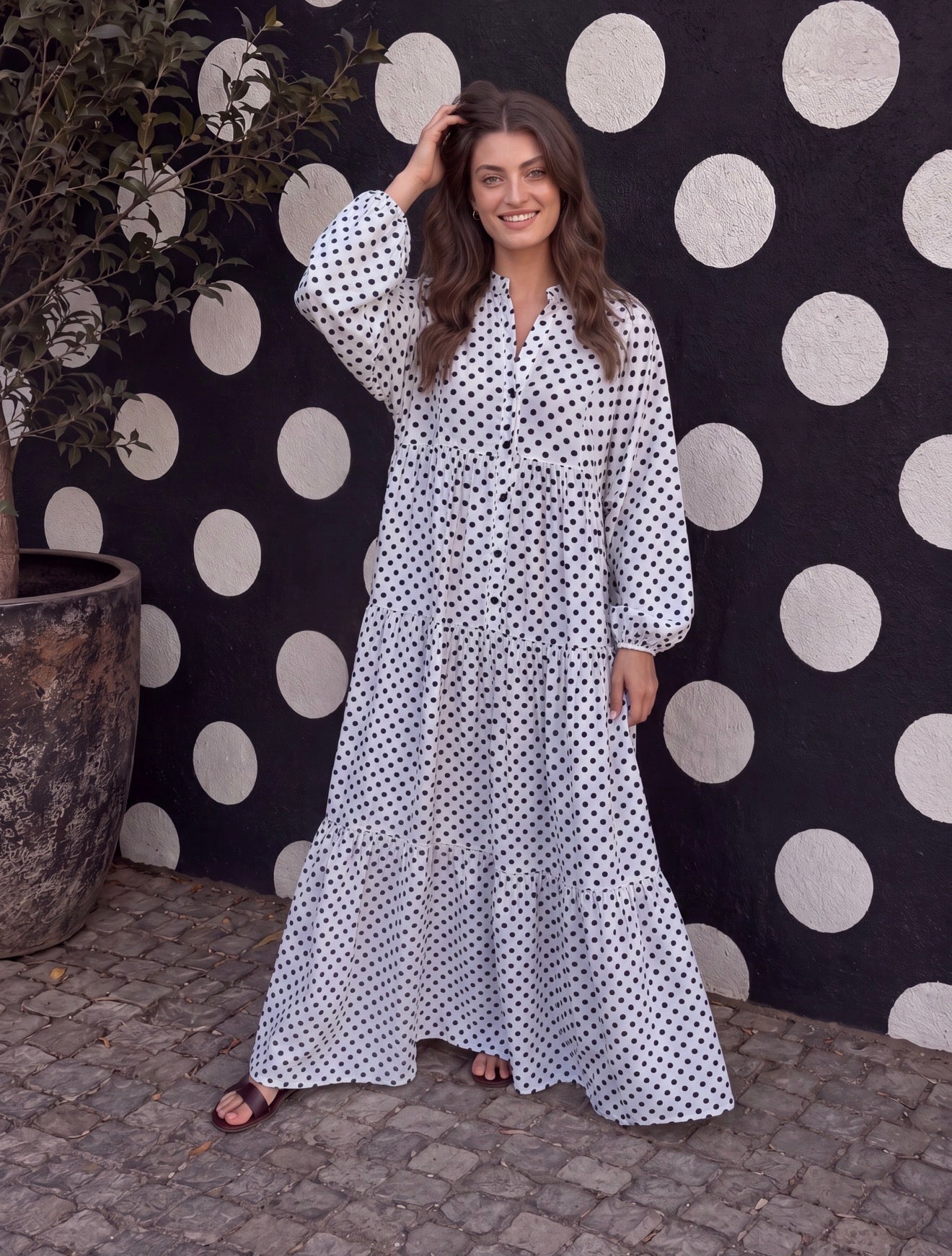 Jenna dress - Black polka dot