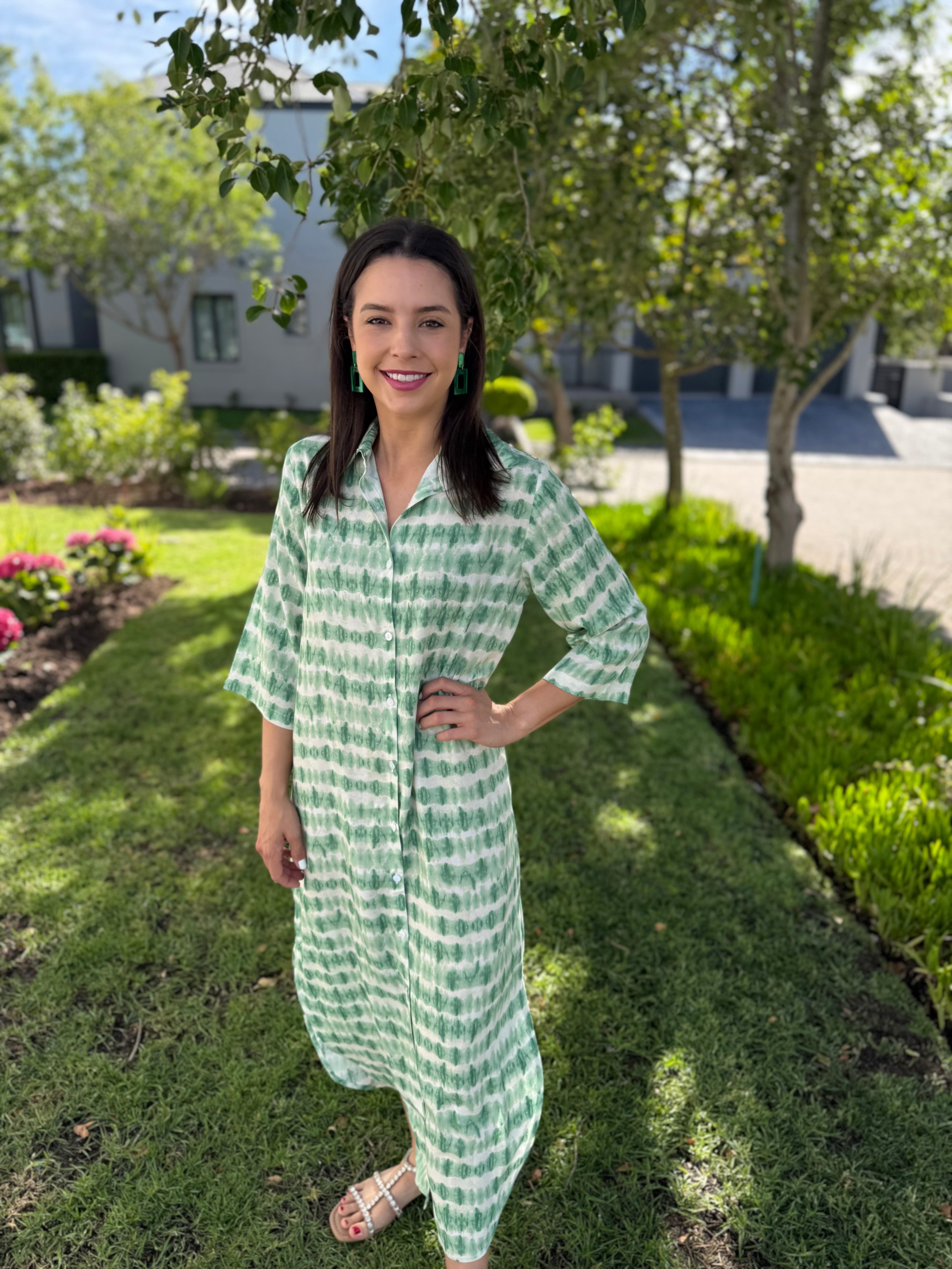 Jennifer dress - Green watercolour