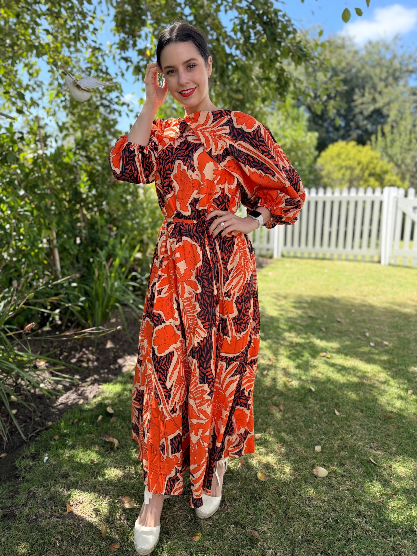 Power puff dress - Orange floral