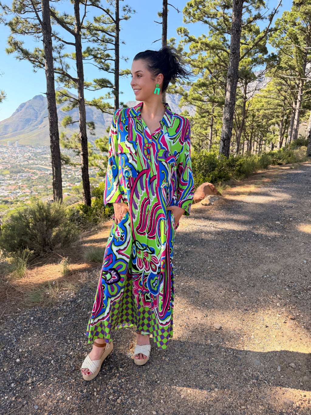 Carly dress - Green paisley