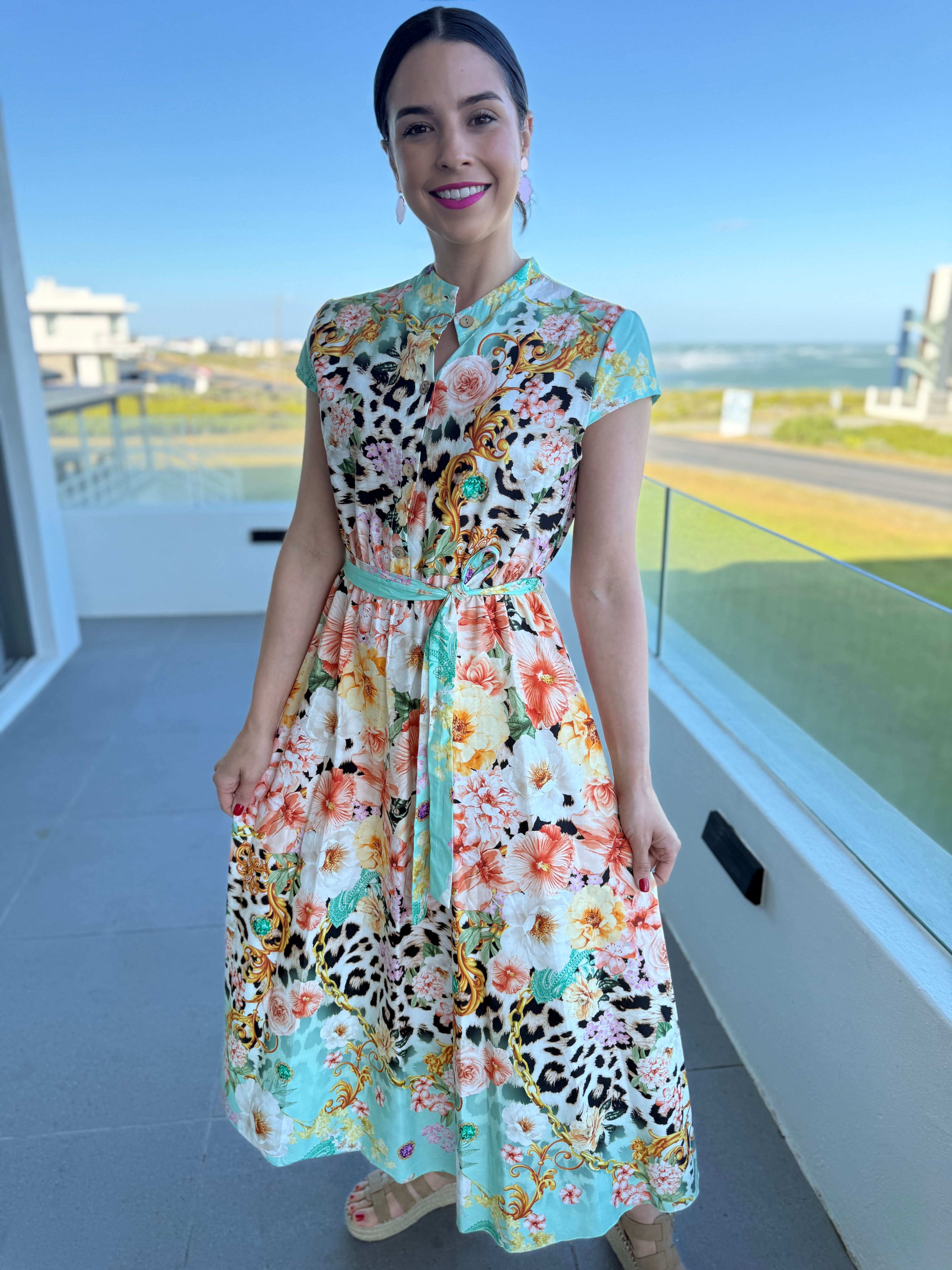 Bibi dress - Aqua Leopard