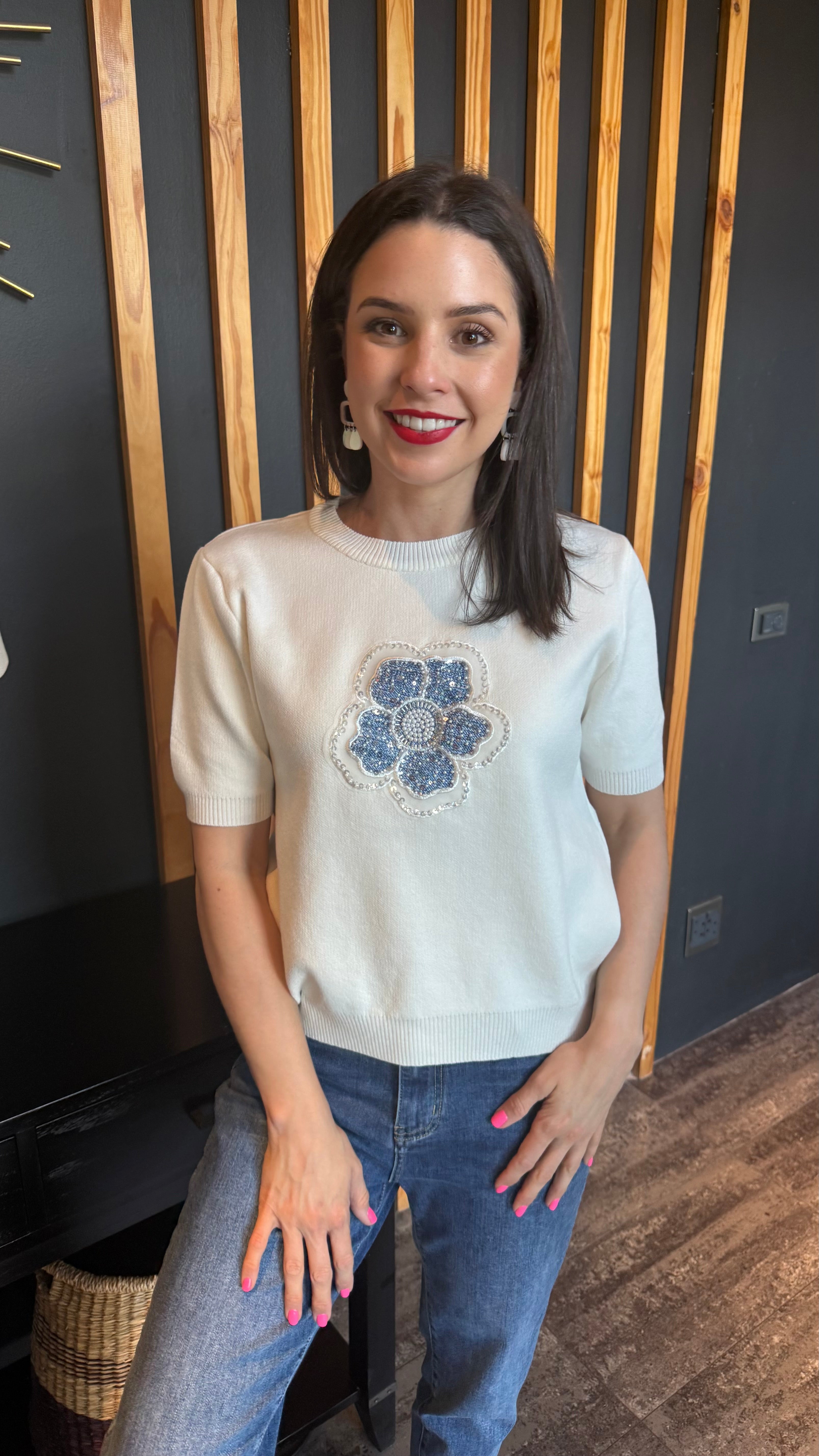 Milly knit - Beaded flower