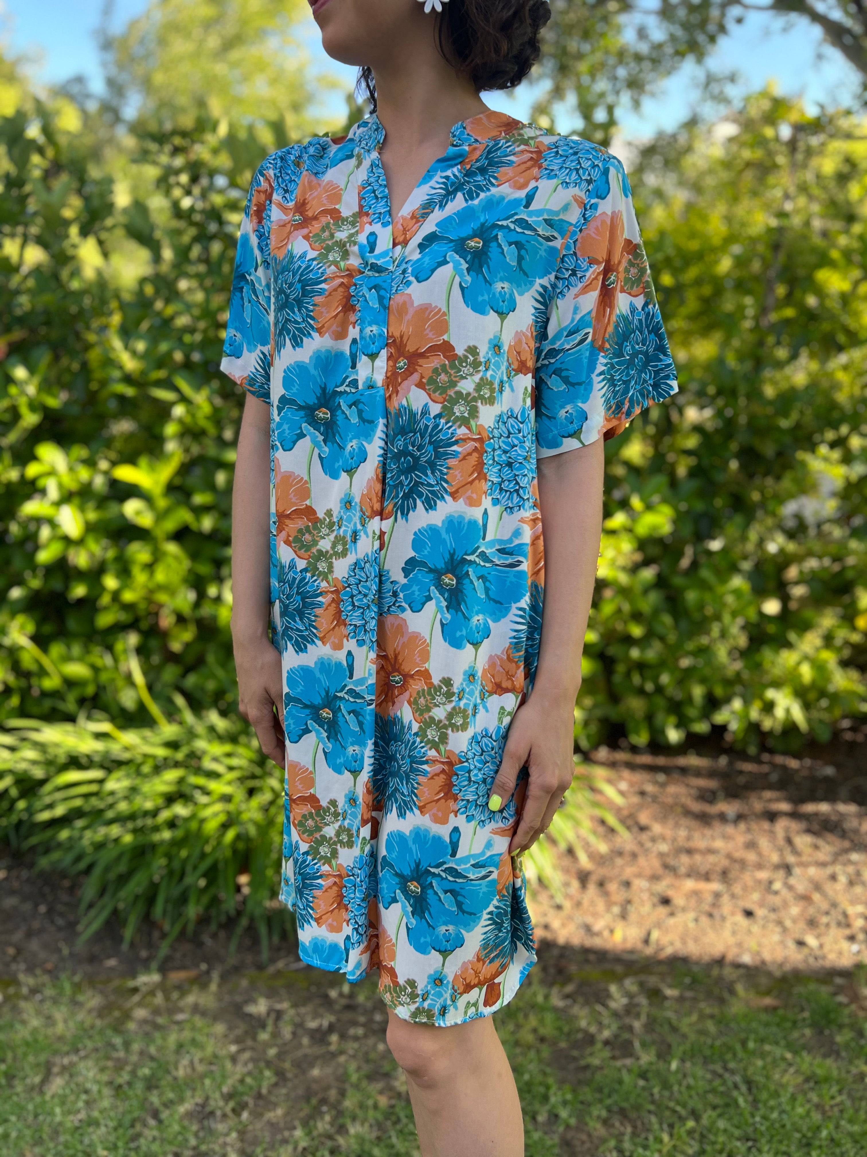 Jean dress - Blue floral