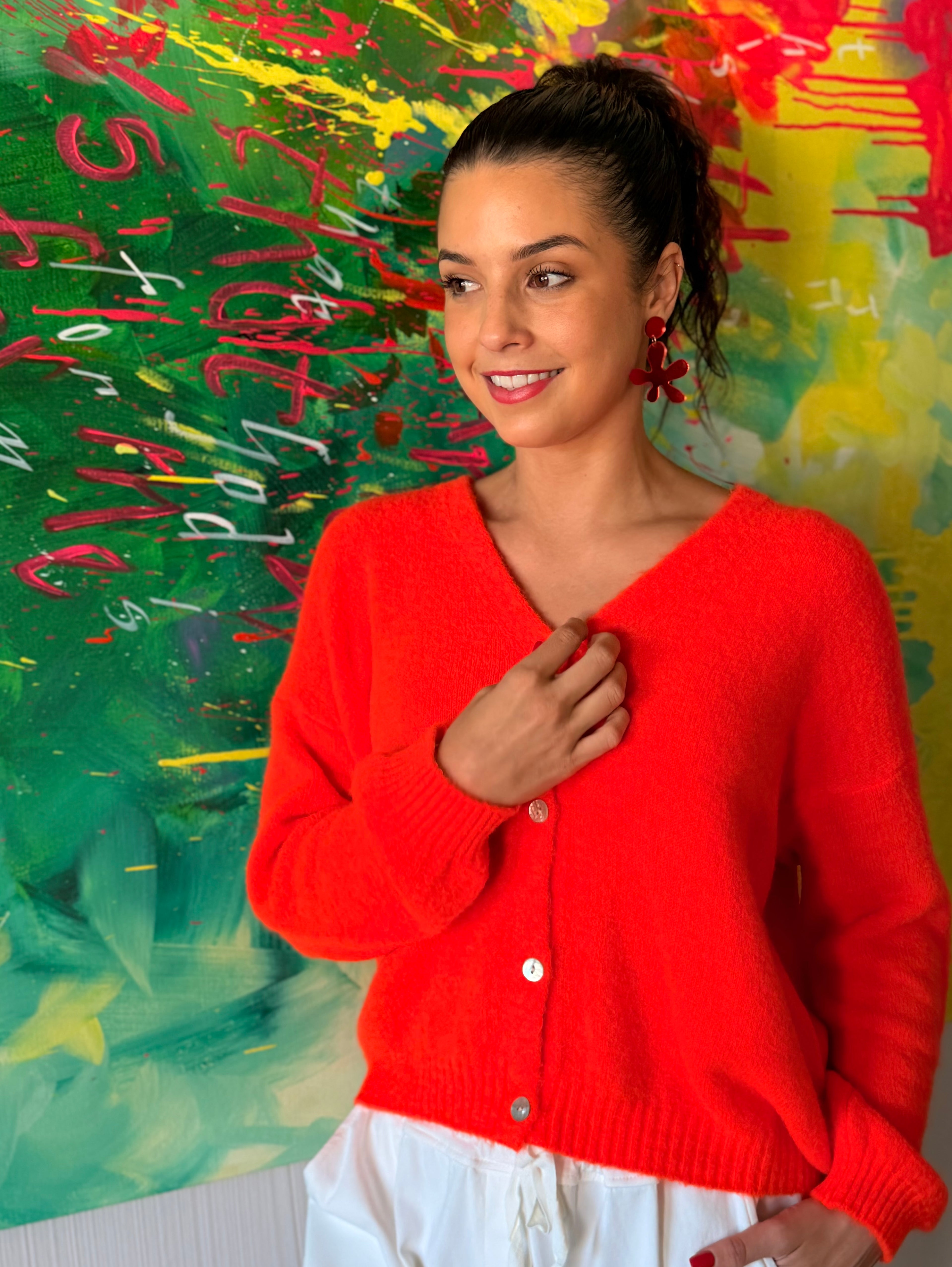 Baby alpaca cardigan - Orange