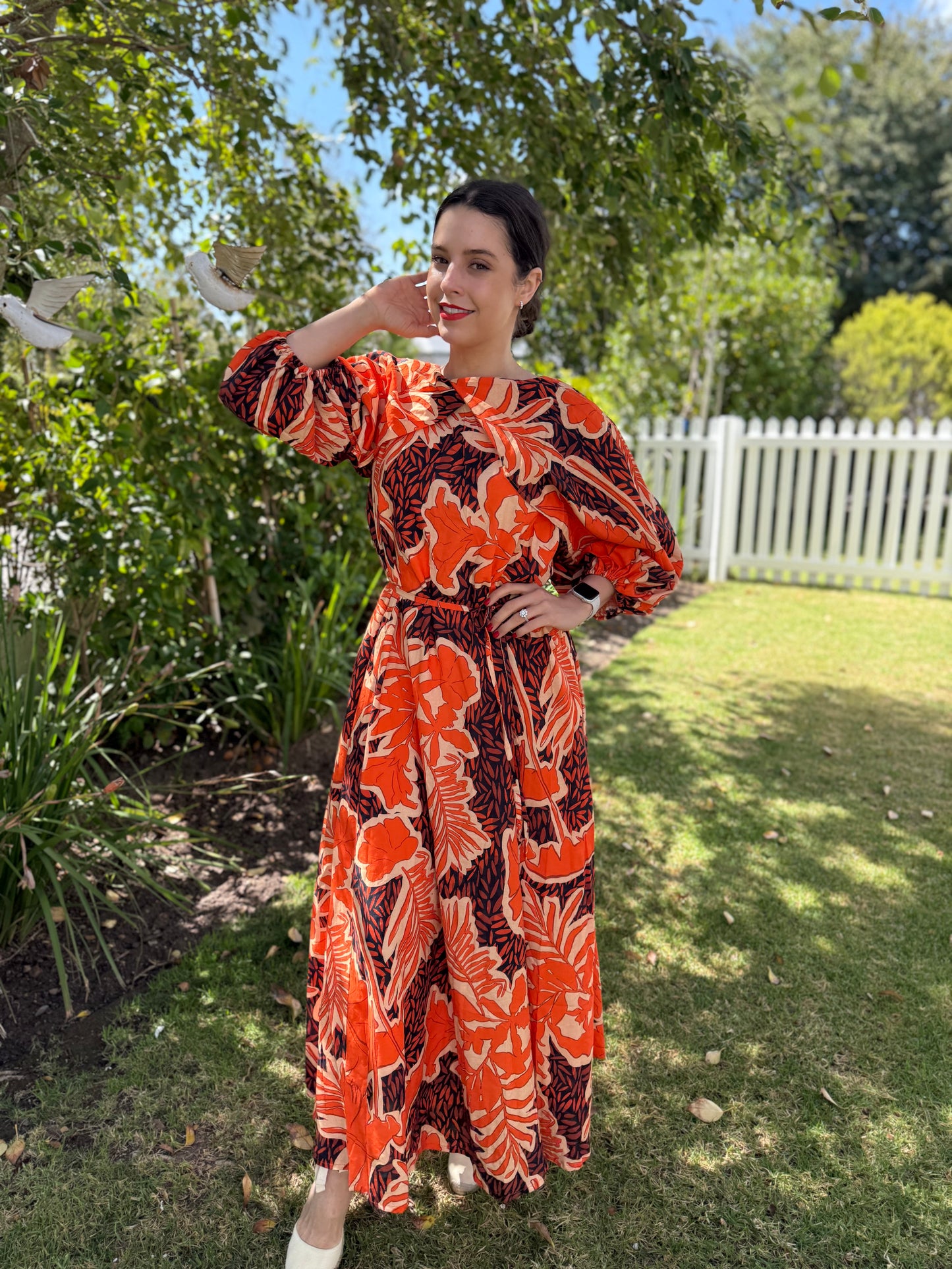 Power puff dress - Orange floral