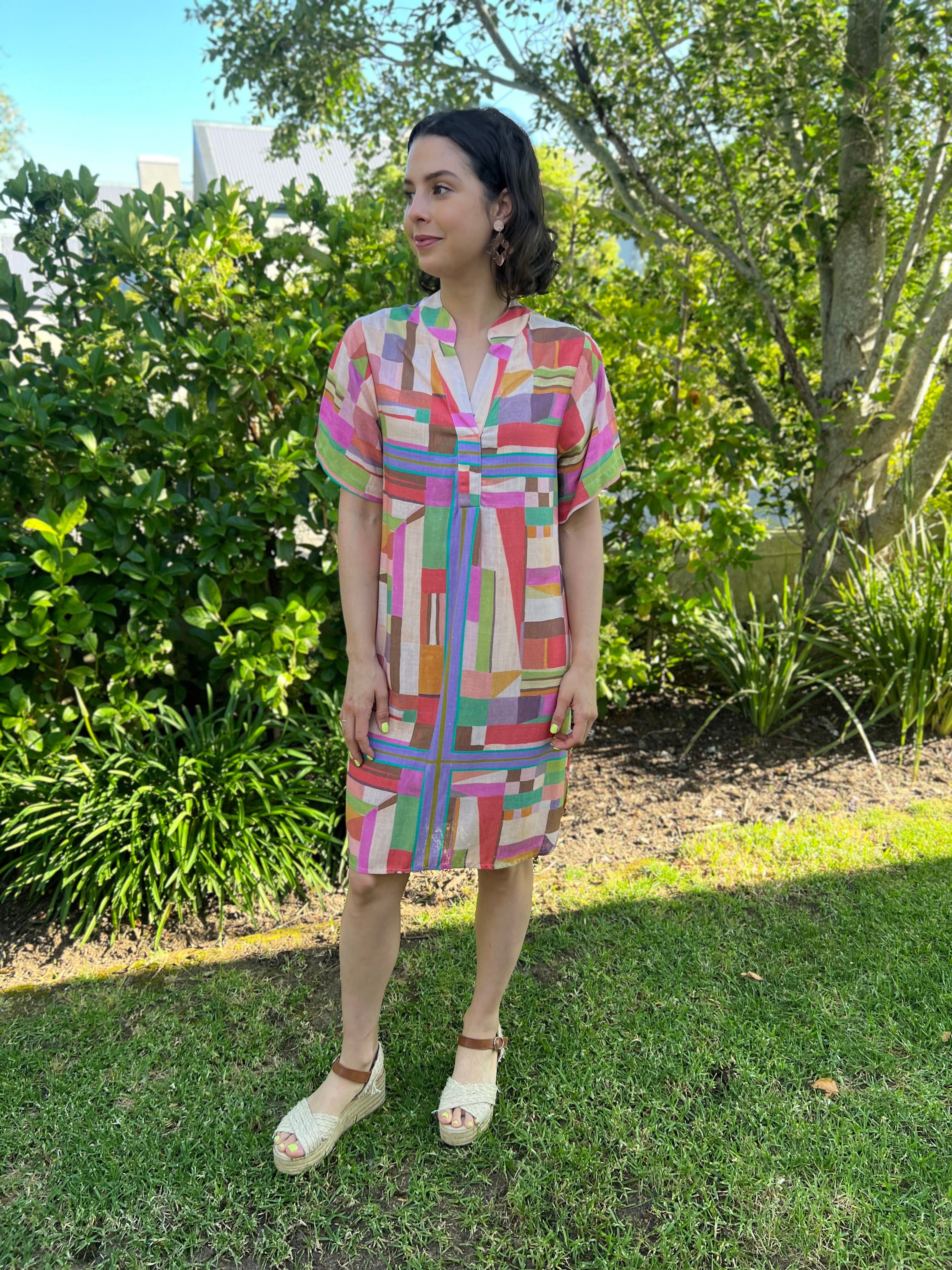 Jean dress - Geo Pastel