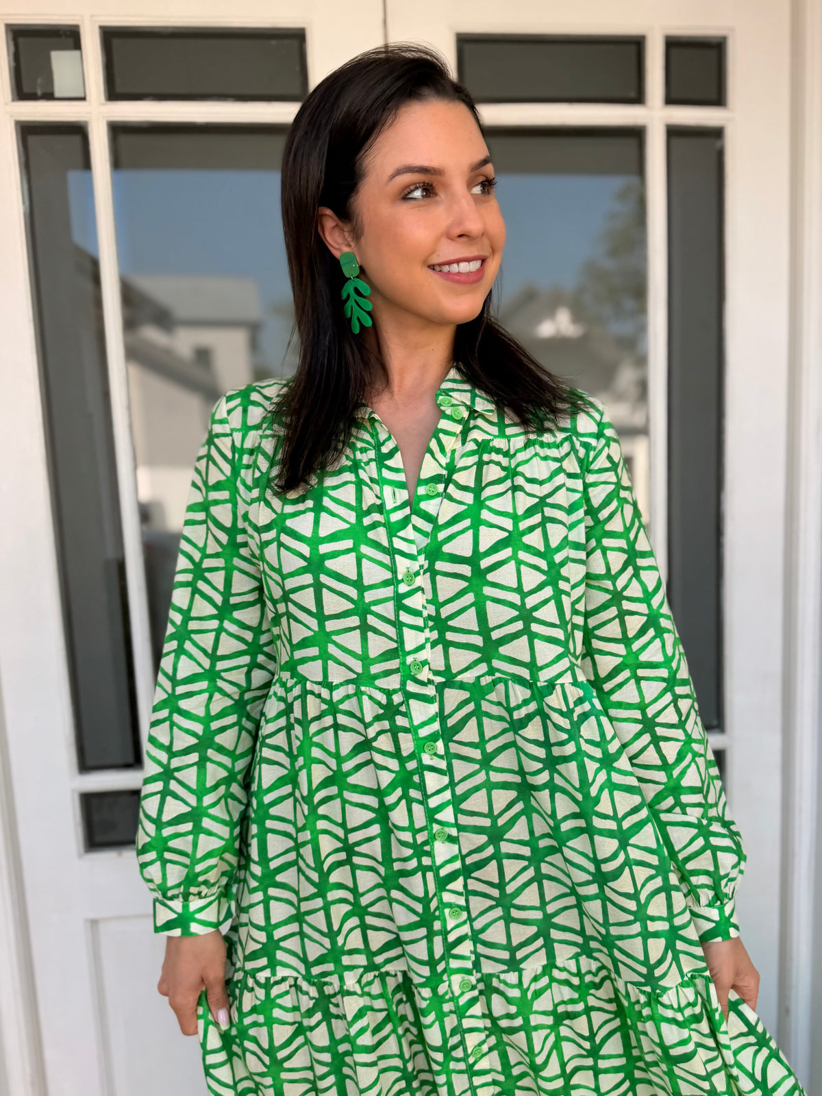 Gillian dress - Geometric green
