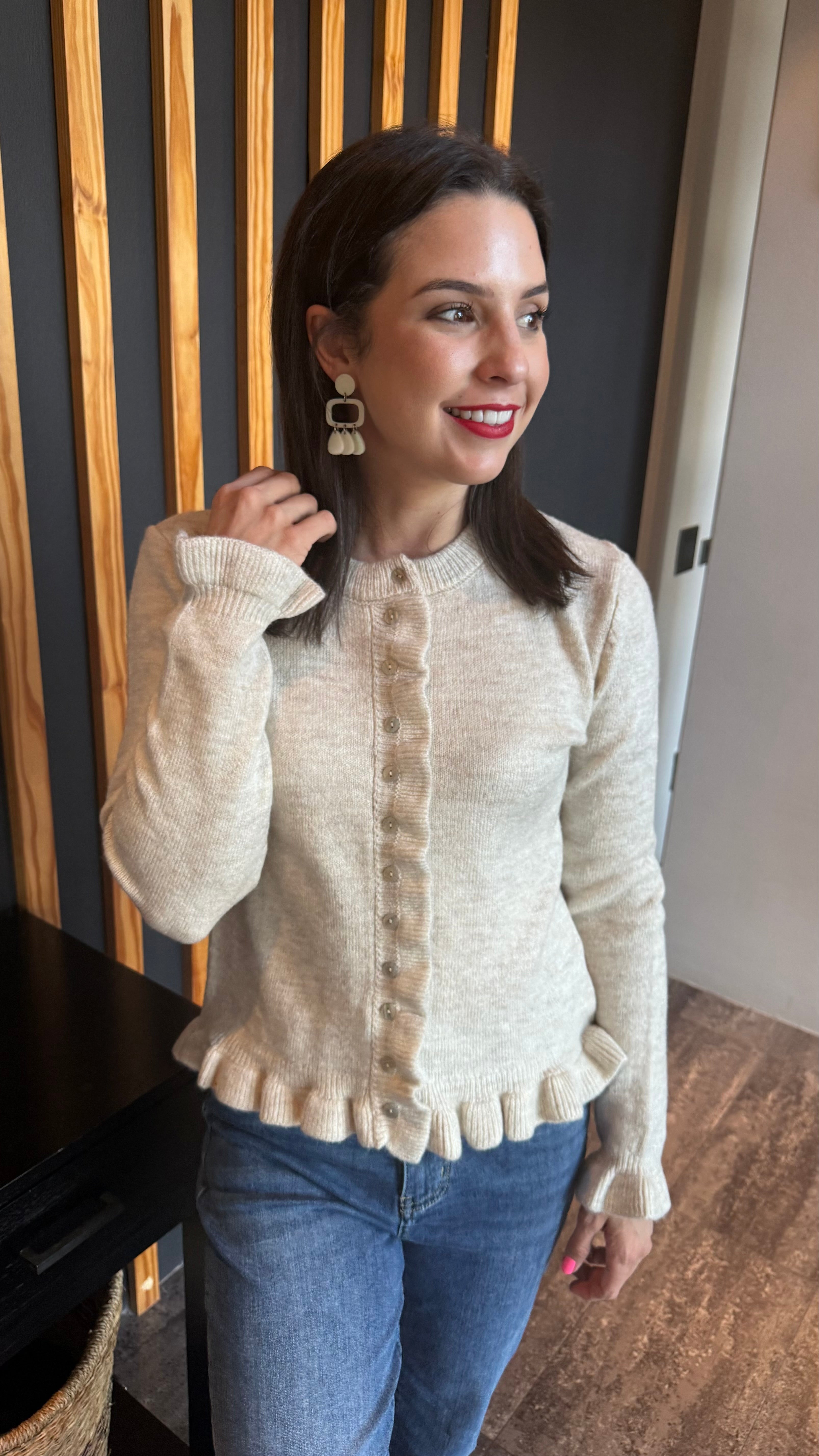 Frida frill knit - beige