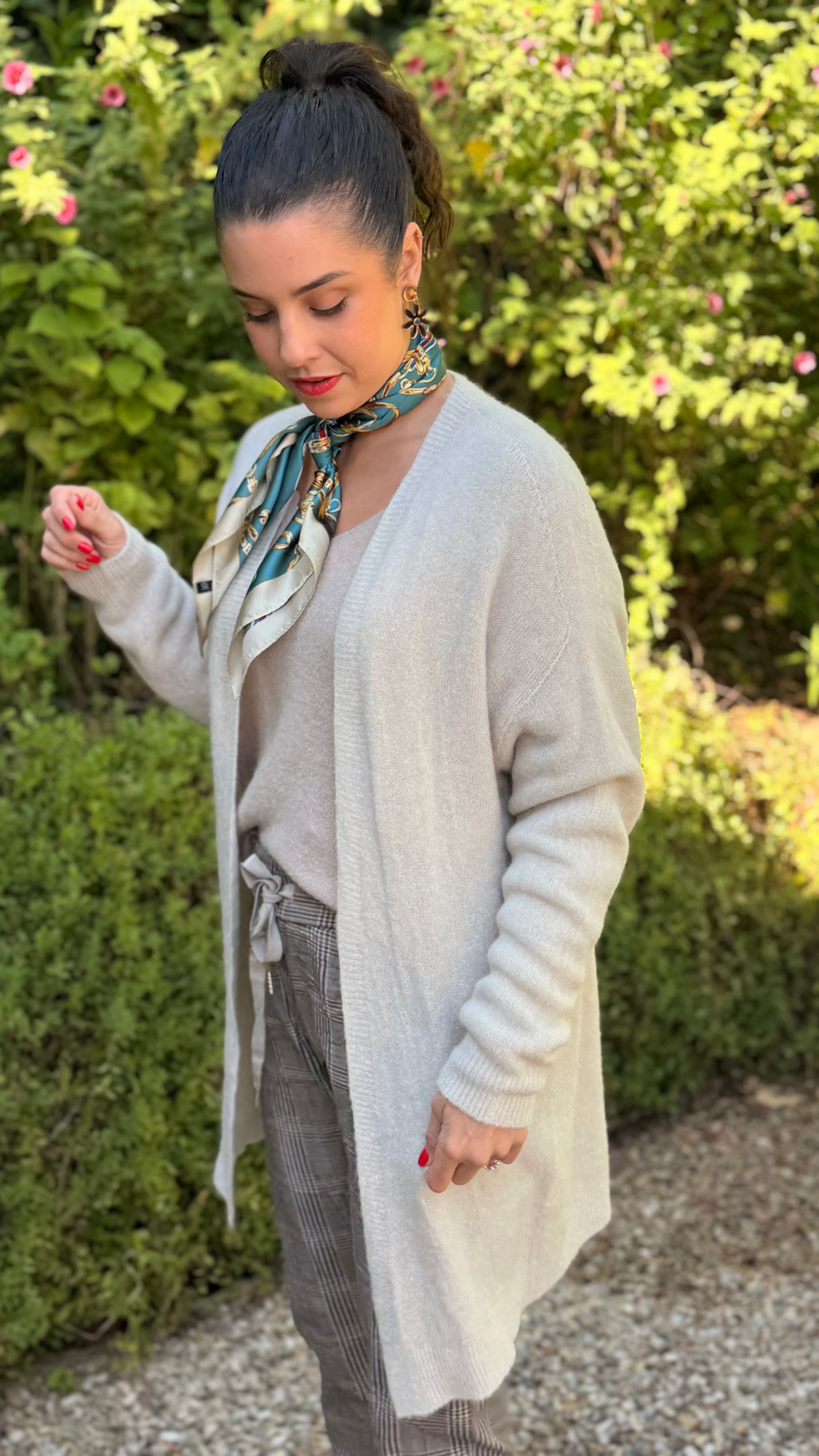 Baby alpaca long cardigan knit - Frappe