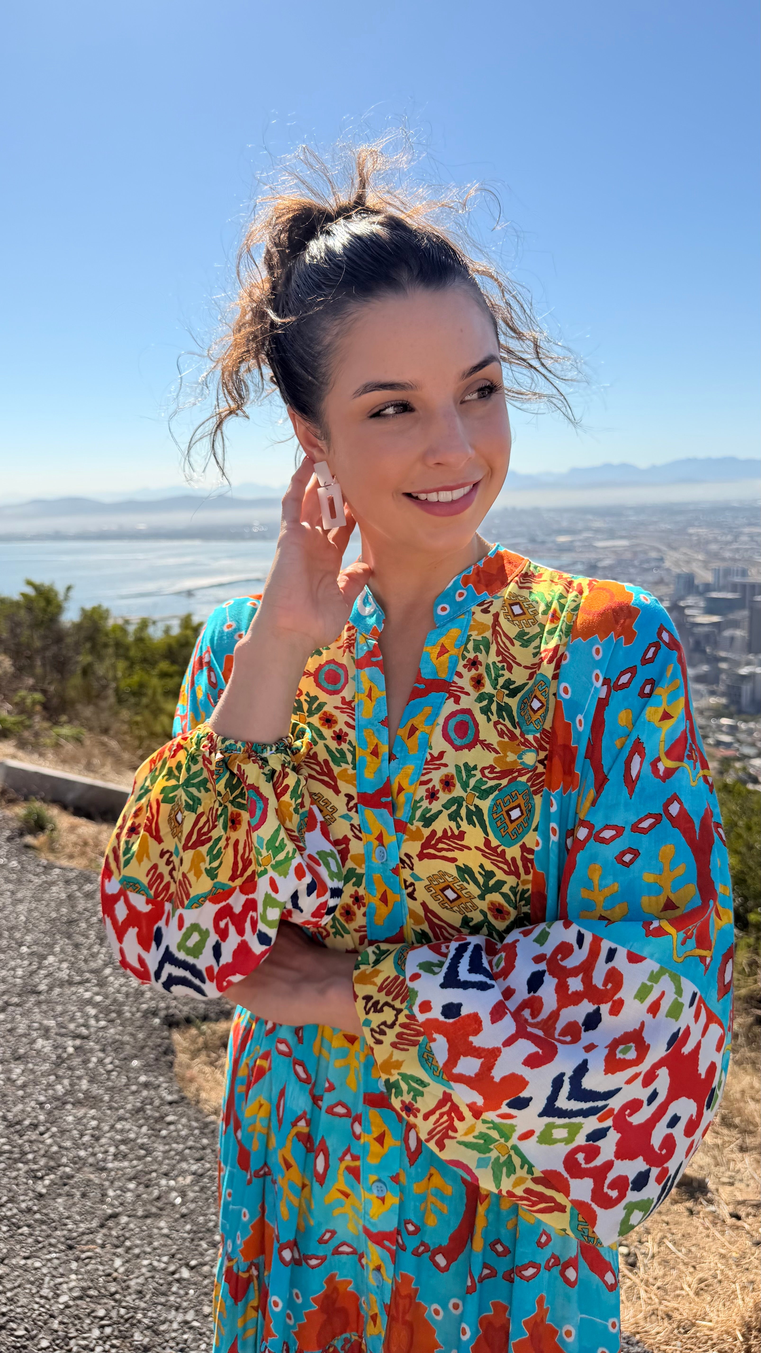 Jenna dress - Aqua ikat