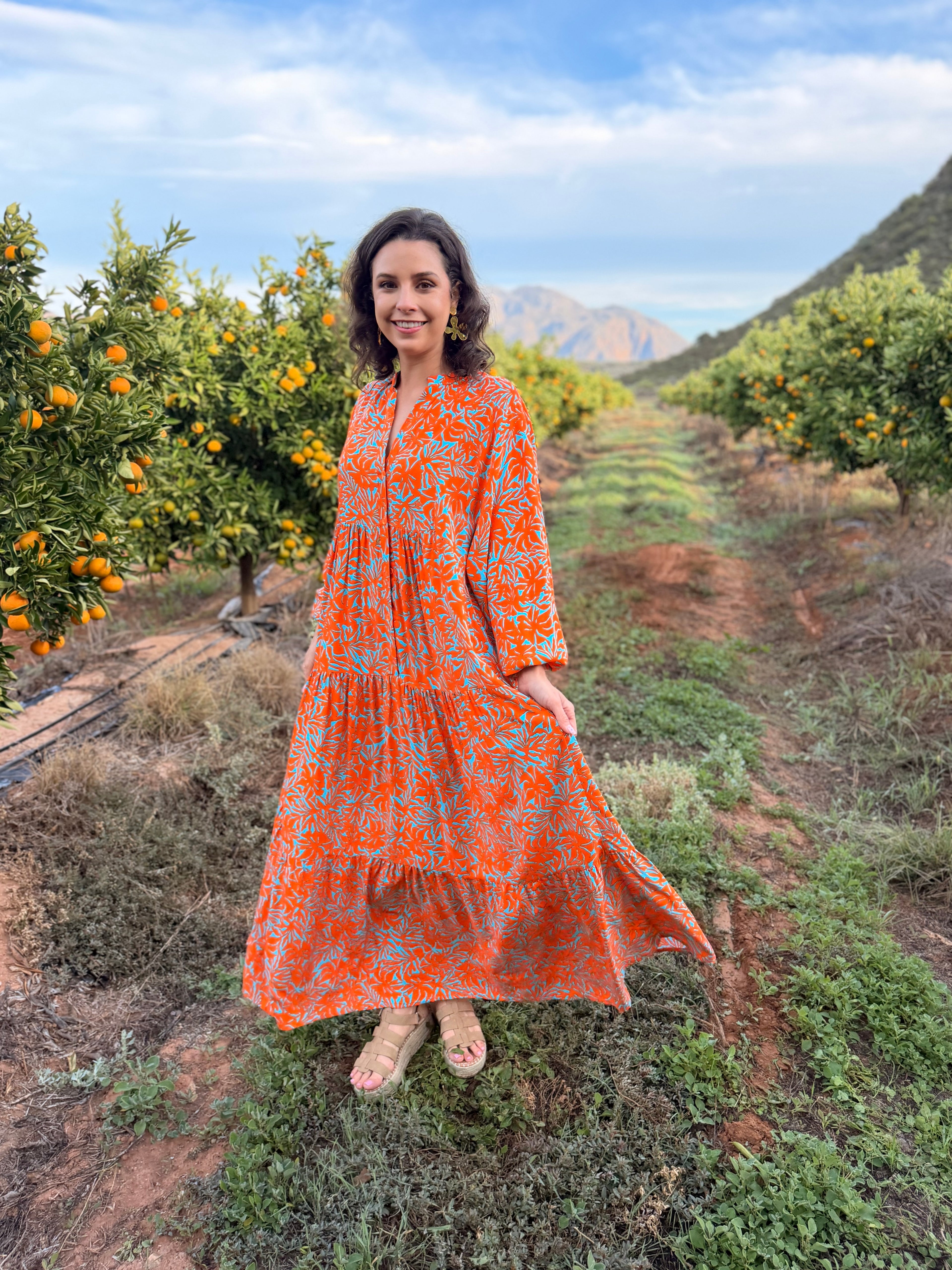 Jenna dress - Orange two tone