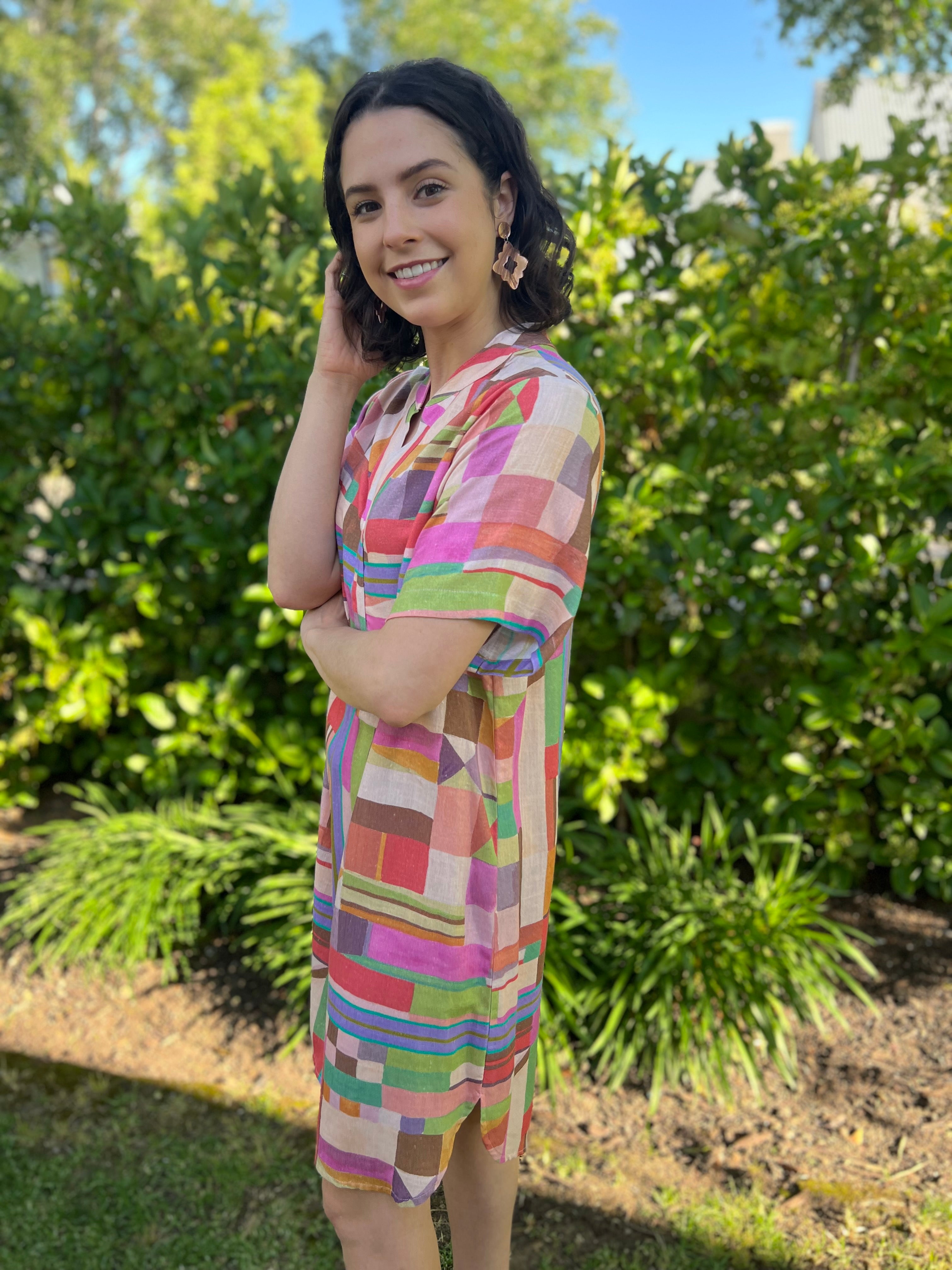 Jean dress - Geo Pastel