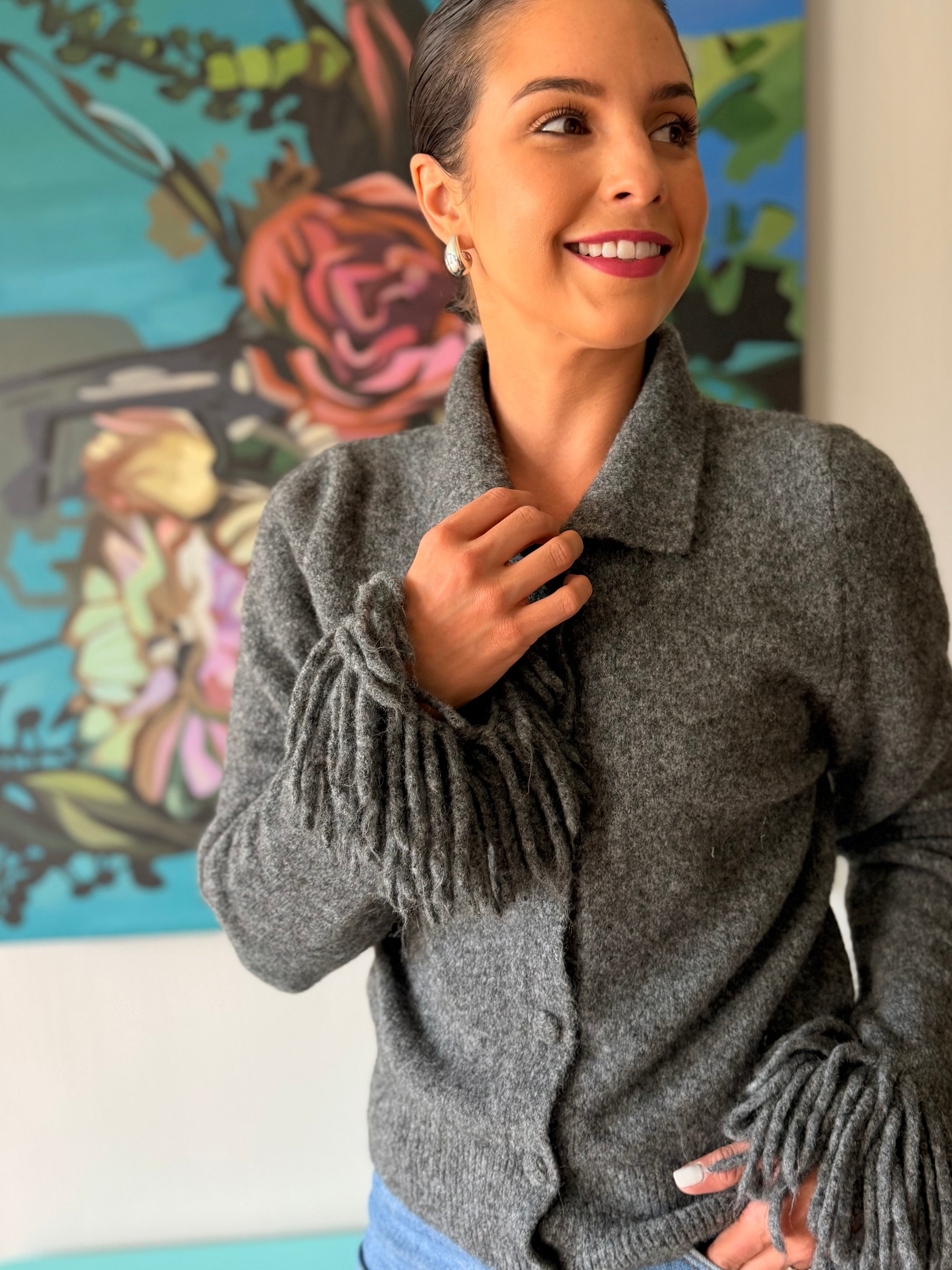 Roxy fringe knit - Grey