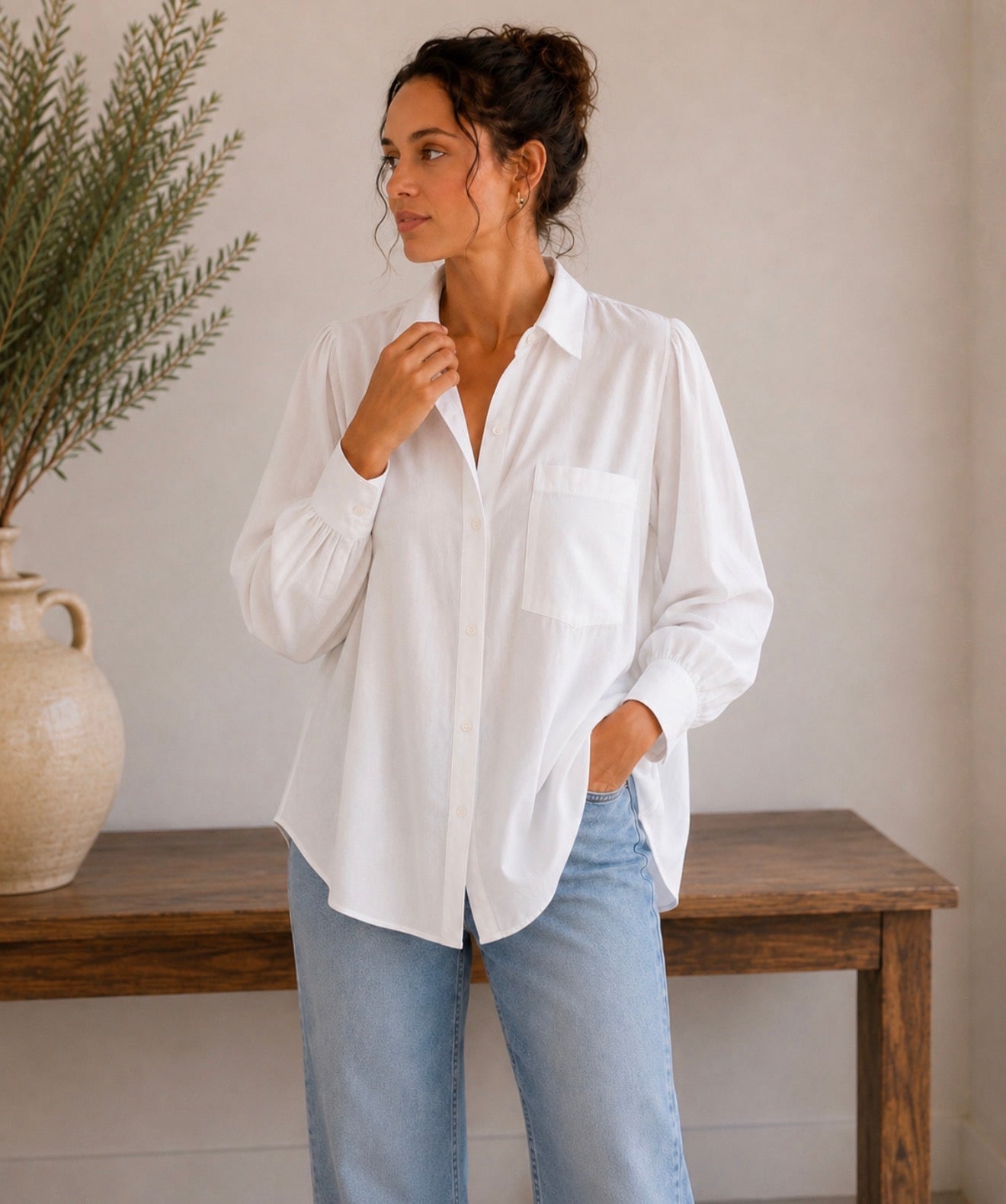 Italian puff sleeve shirt - White